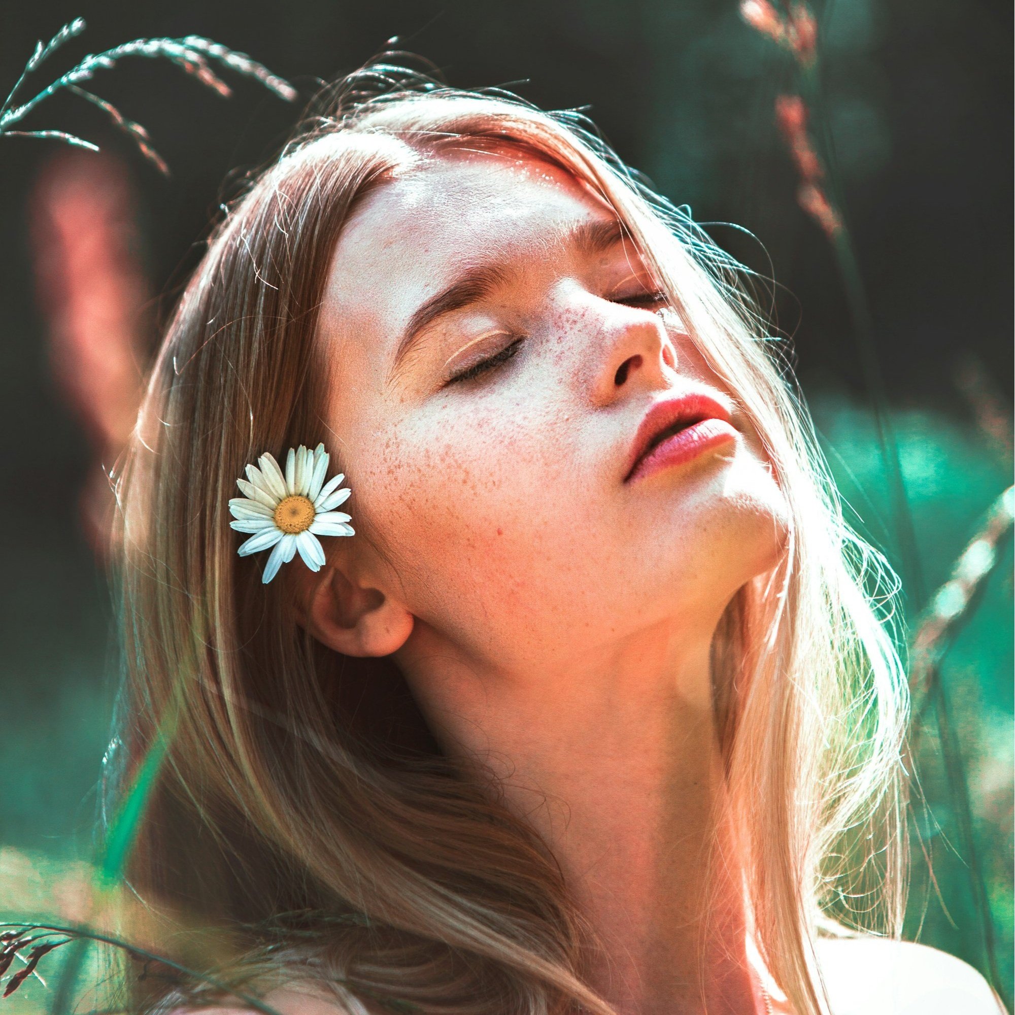 Women's face and lips, uplifted
