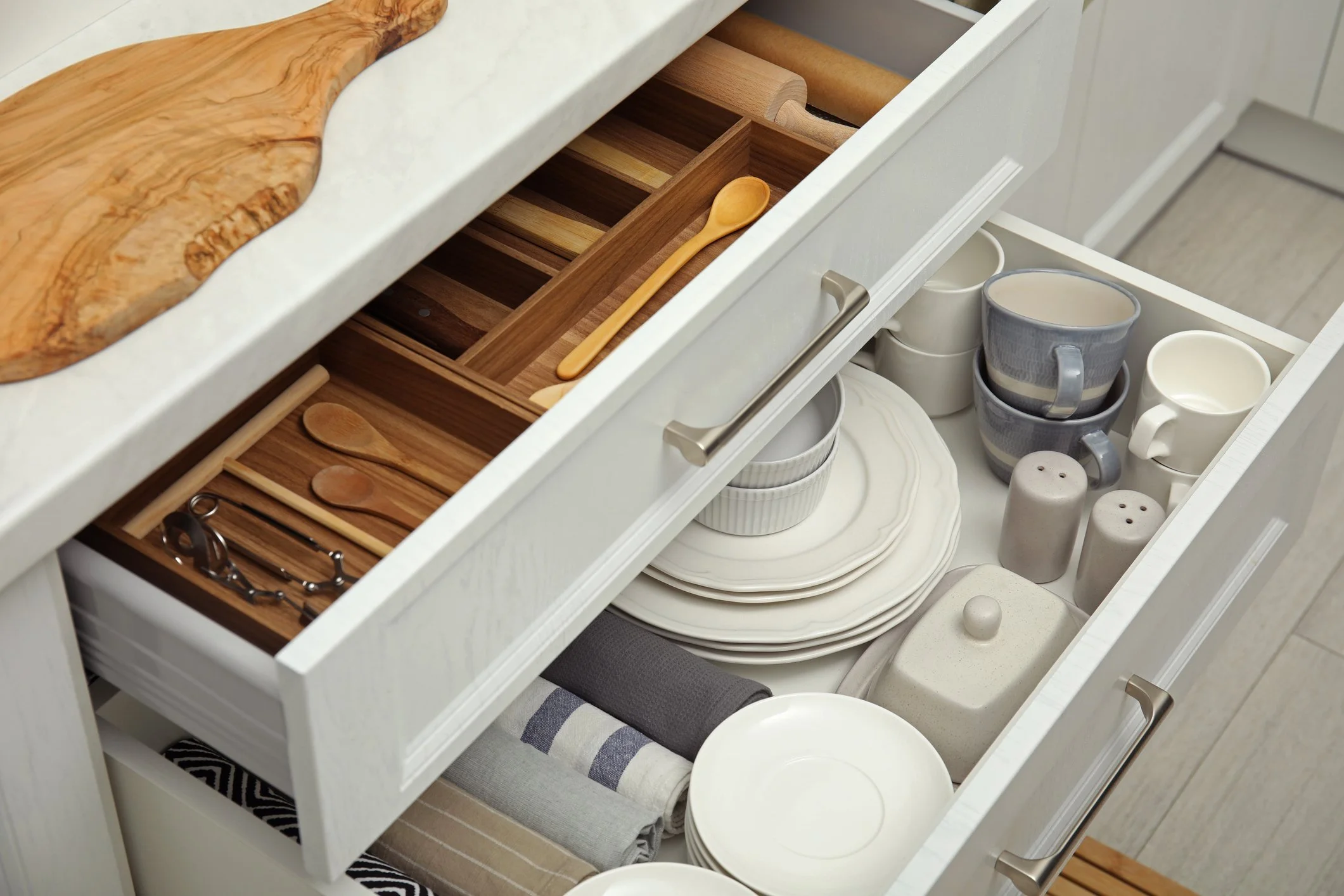 unpacking and organizing kitchen after a move