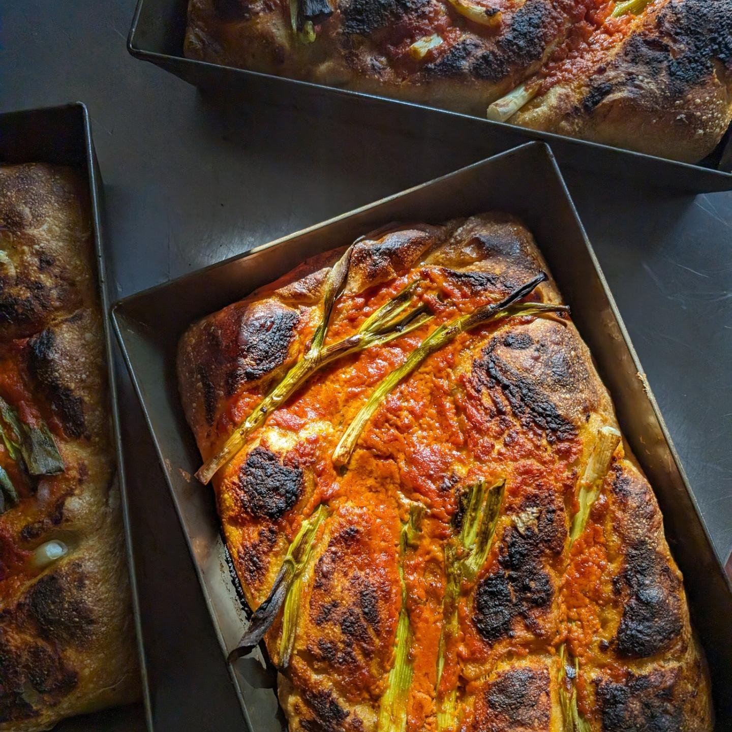 It's a really beautiful day out there. Obviously you'll be hitting the BBQs, but if you do fancy pizza, we'll be here ready for ya. And, if you are hitting the BBQ, I recommend this custom-made-for-sun focaccia which is on its way to Mike's Fancy Che