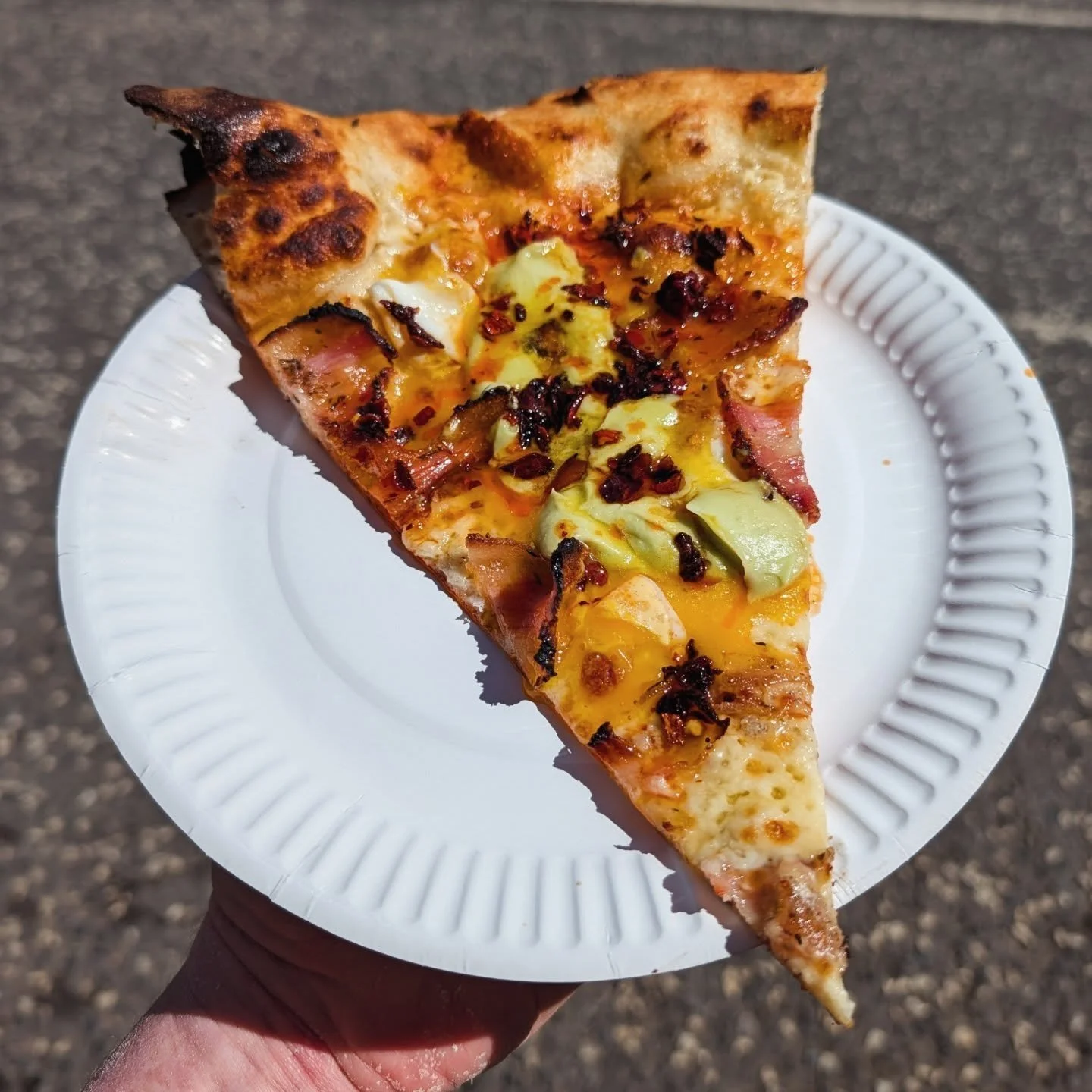 Finally got our Bacon Egg and Cheese (B.E.C.) brunch slice dialled. We made it two ways today. Most people prefer New York style over everything tbh...part of my job in here is to show there are other things that might be worth trying. Our New York s