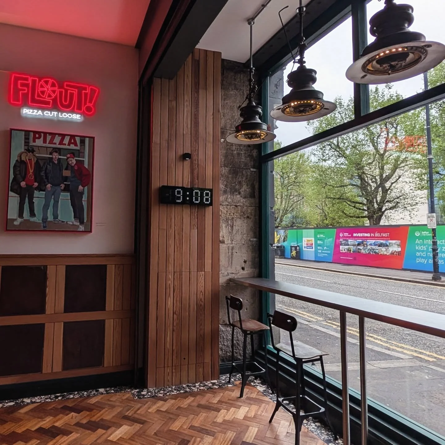 The scene at 9.08 on Wednesday. 

We're open 11-3 Wednesday and Thursday, 11-3 &amp; 5-8* Friday and 11-4 Saturday this week. 

*Or sell-out - still working out Friday night demand. 

Local pizza, local materials, locally made all the way. 

*A SLICE