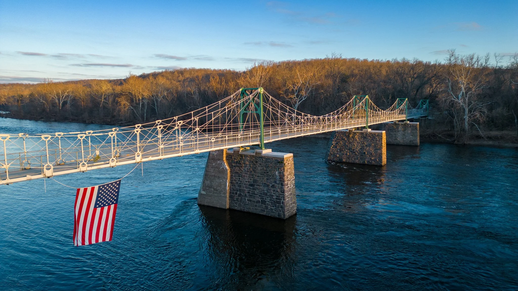 Aerial shot of bridge - Lumberville PA