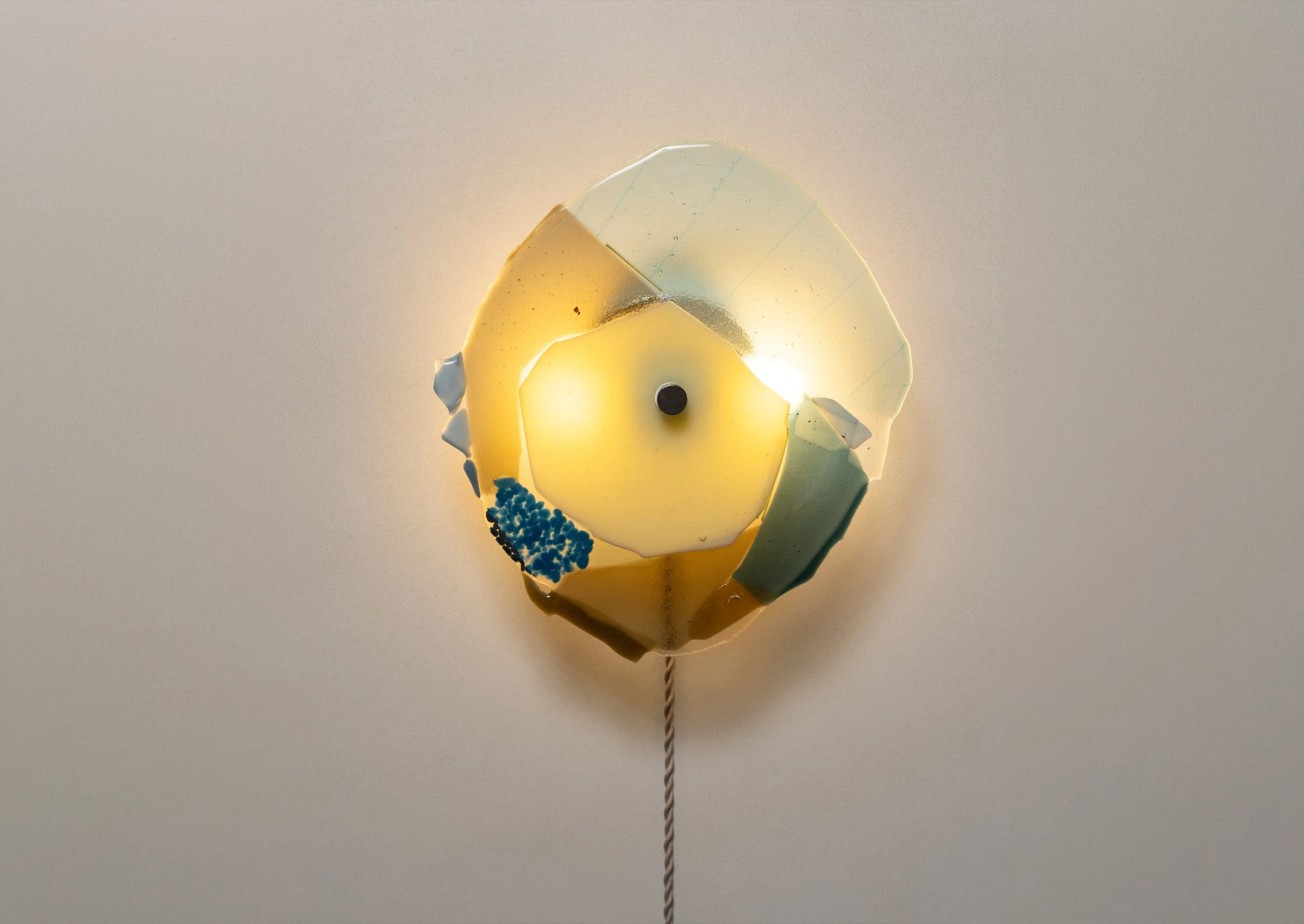 On view at Future Perfect / Sink Holes Glass Sconce, 2026 / Fused glass / 12 x 10 in