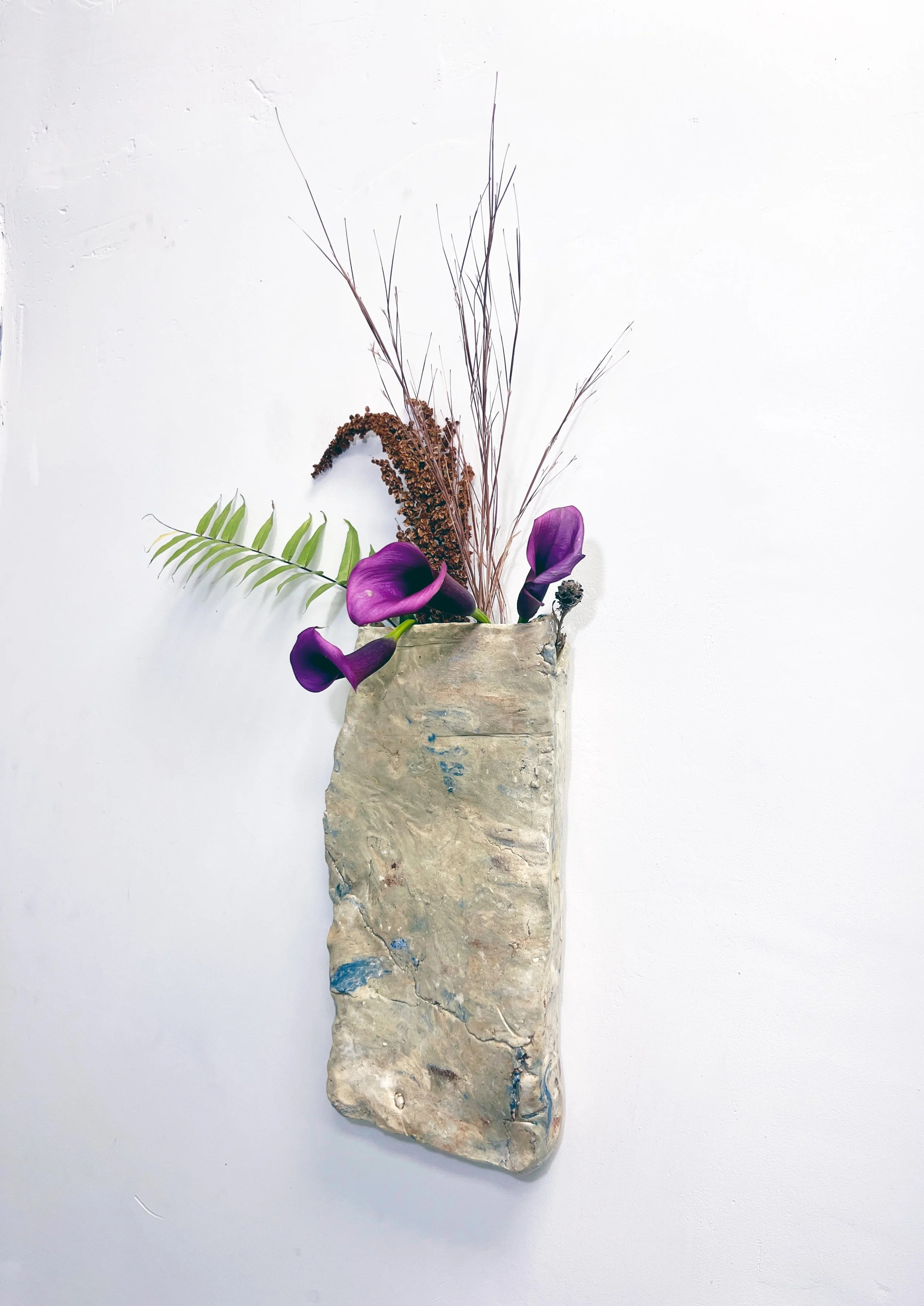 Wall Slab Marbled Vessel, 2025 / Ceramic, Stain, Clear Glaze
