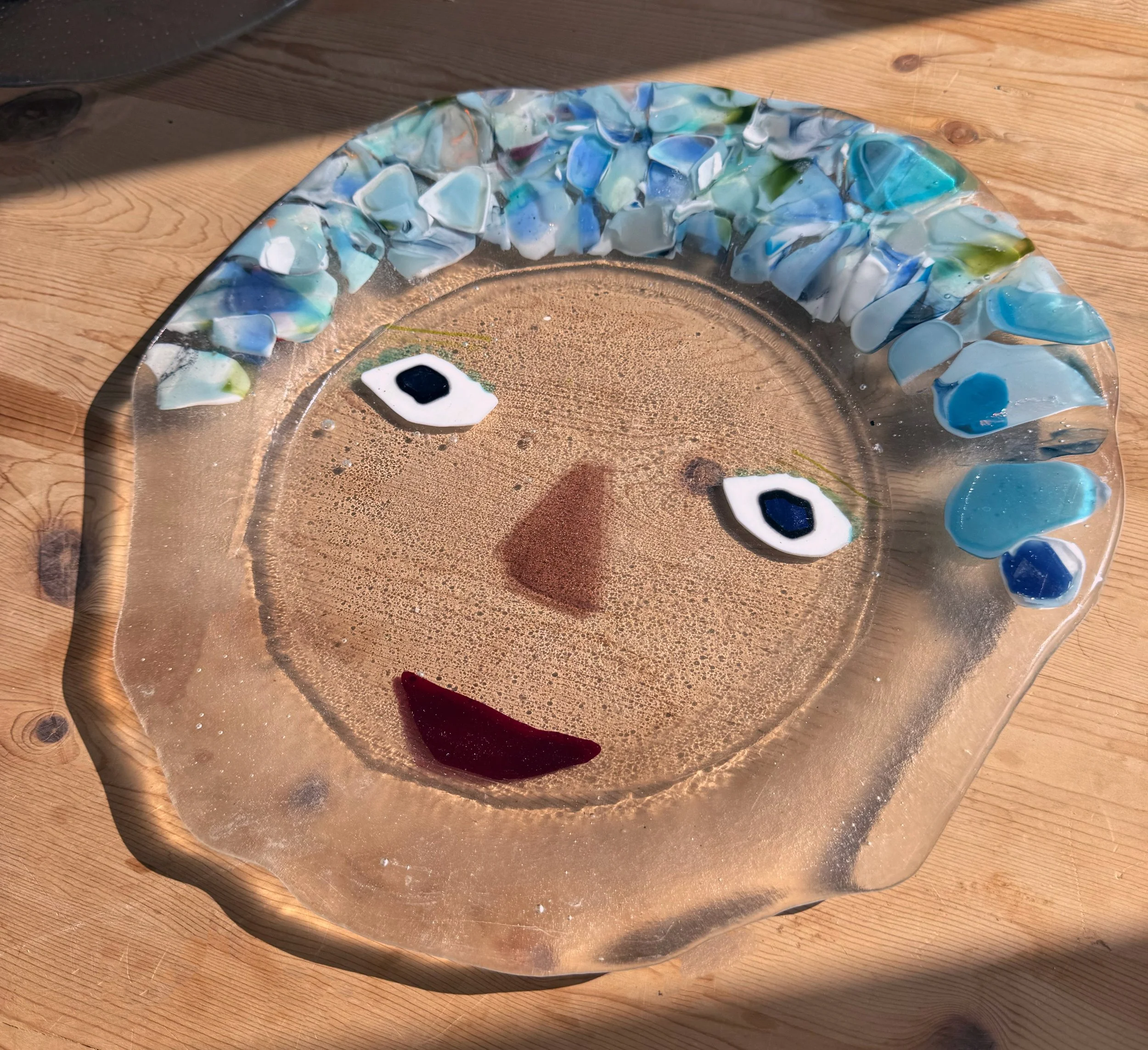 Facey Bowl- Friendly, 2026/ Fused Glass / 12 ½ inches