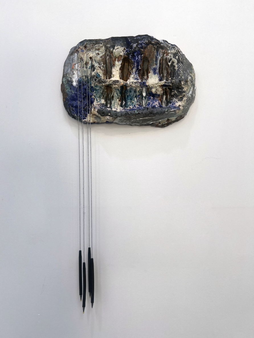 Pen Holder, 2024 / Ceramic, Pens, Chain
