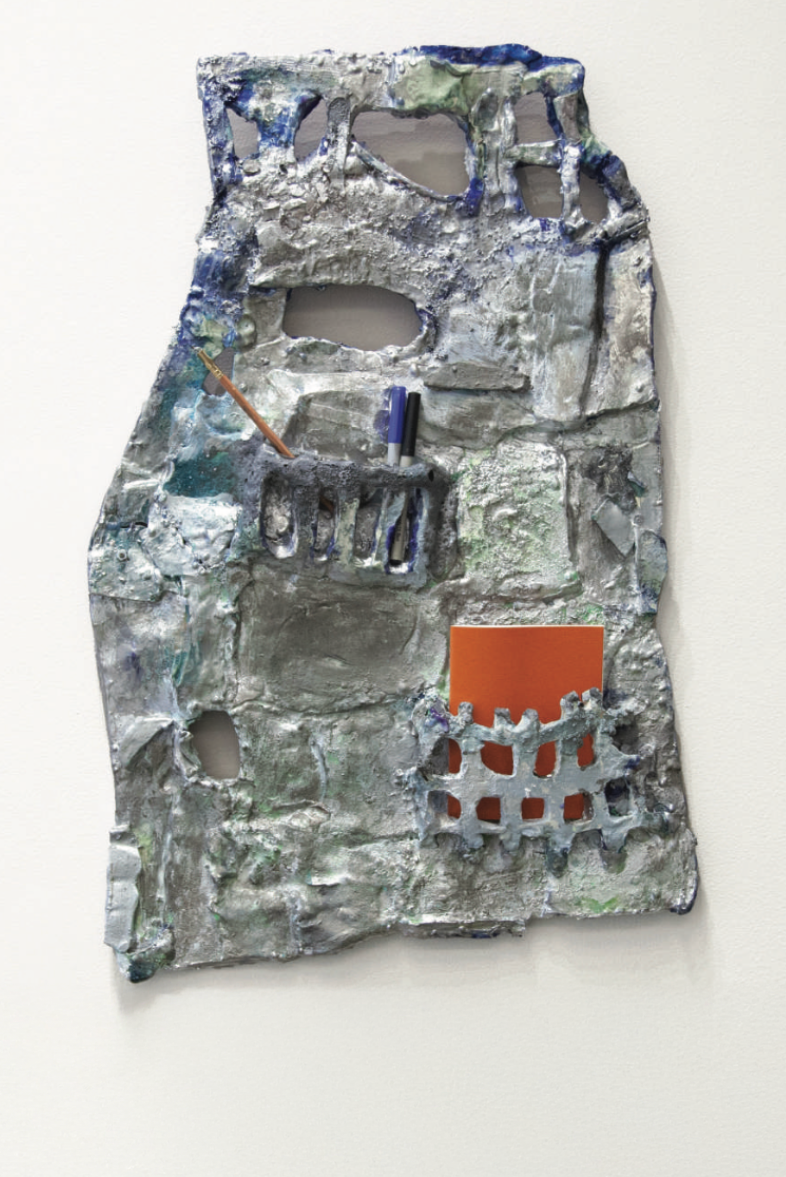 Office Organizer, 2024 / Bronze plate, Silver Plate, Ceramic, Glaze, Resin, Hardware, Office Supplies / 20 x 30 x 3 inches
