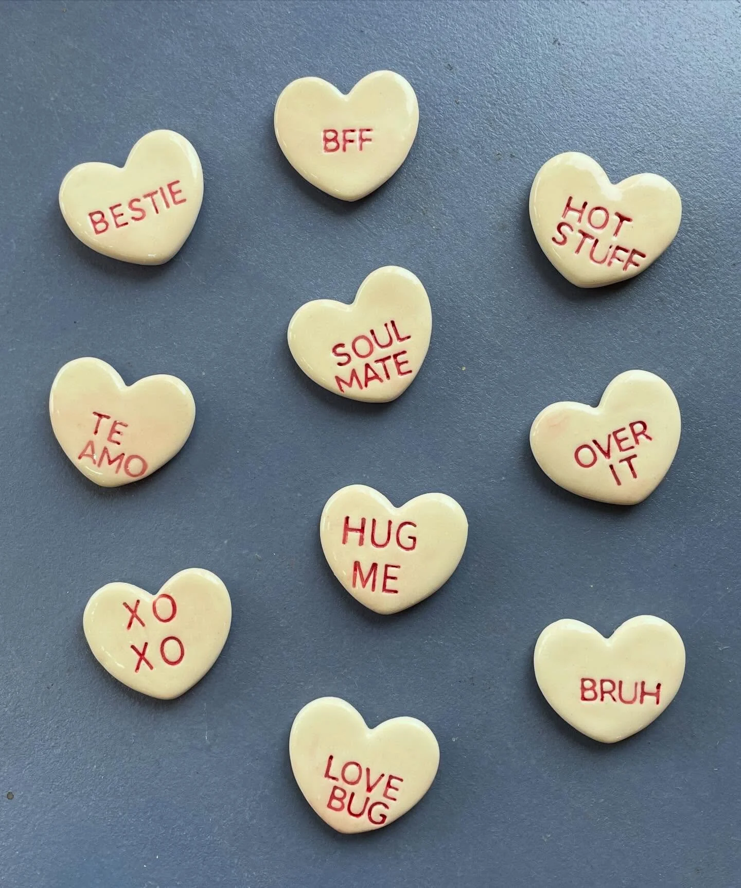 Cute ceramic stamped heart magnets by @sandiegopotter just arrived in the shop in time for Valentine&rsquo;s Day! ❤️😍❤️