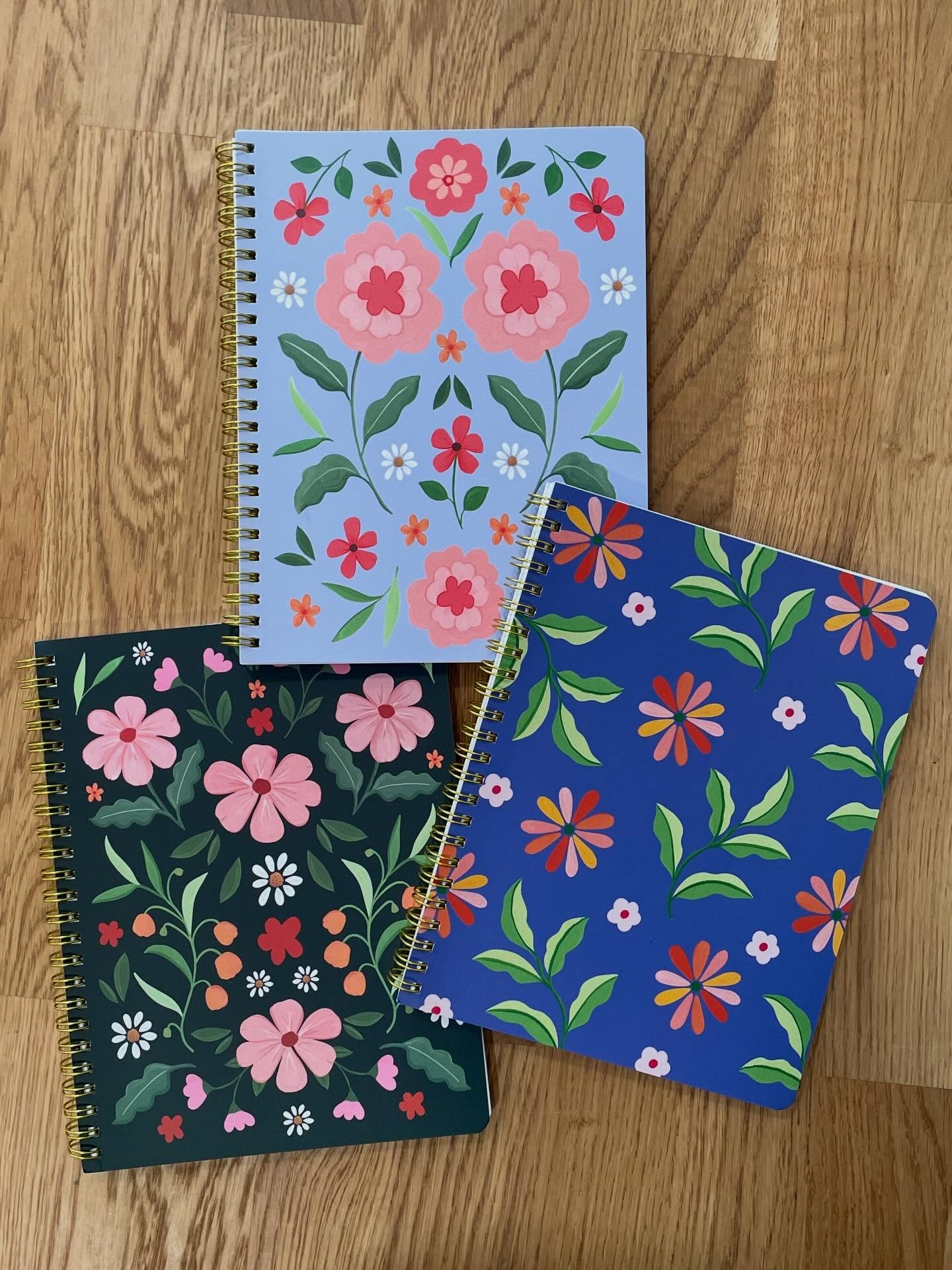 Beautiful spiral lined journals by @isabellamg.co now available in the shop! 🌸🌺🌼