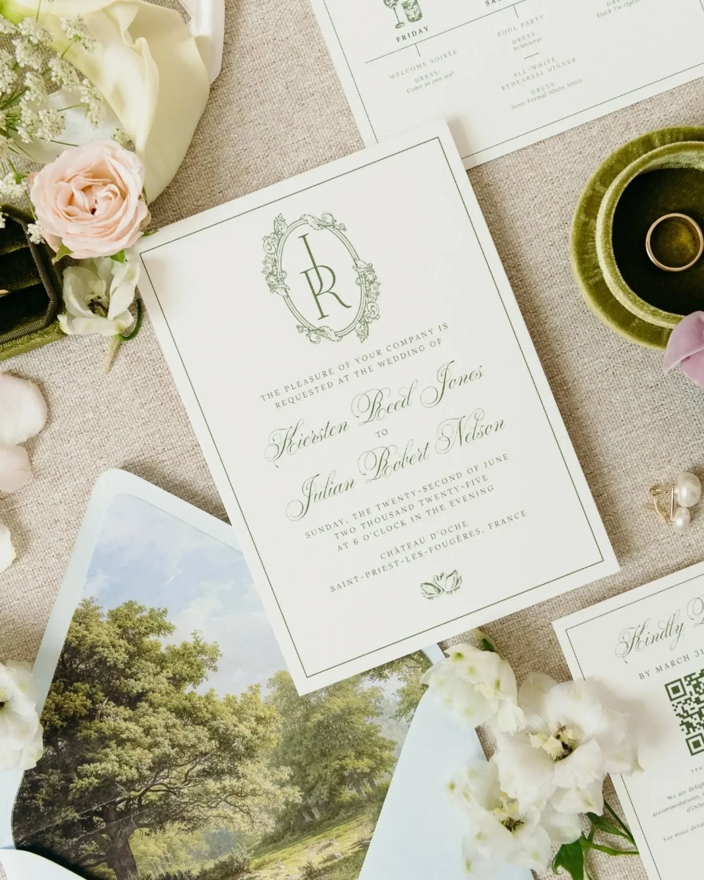 Everything green, the grass, the stationery, the florals, the wallpaper. In the heart of the Dordogne, surrounded by the soft hills of the P&eacute;rigord Vert, green seemed to whisper through every detail. It wasn&rsquo;t chosen by chance, it was fe