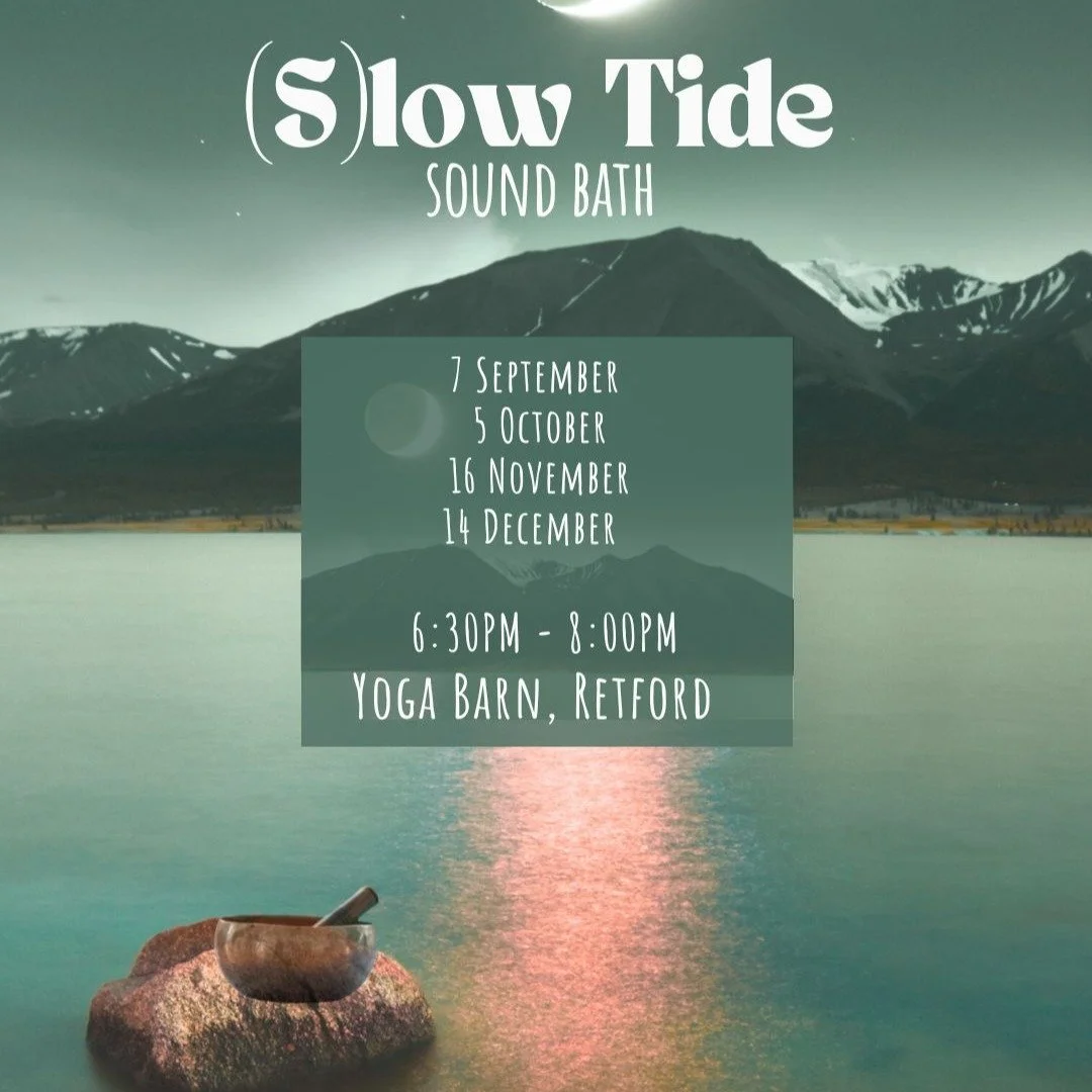 🌊 SLOW TIDE 🌊 

The tide is in&hellip; 🌙 This is a space to sink into sound and soften into stillness.

September to December dates are set. Spaces are open.

A huge thank you to those who&rsquo;ve already booked through my mailing list - Septembe