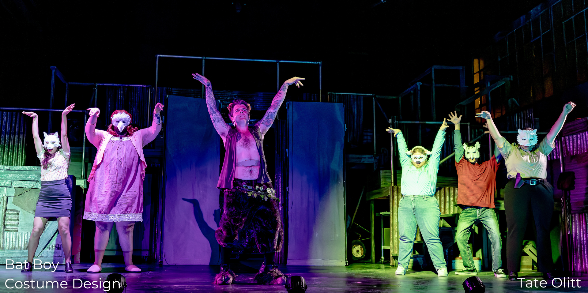 Bat Boy Pan and Animals costumes designed by Tate Olitt