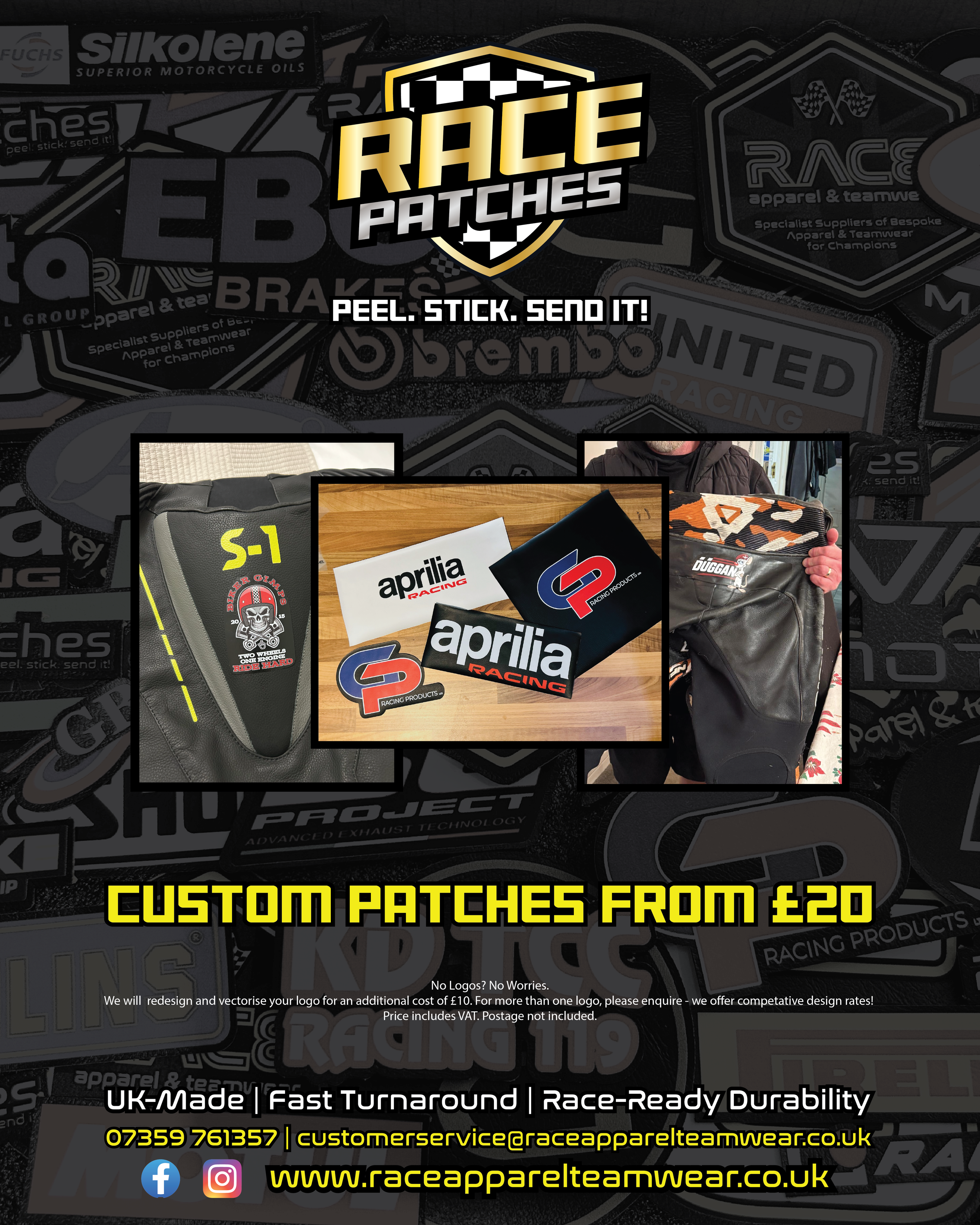 Race Patch - Back/Butt Name Logo (300mm x 100mm Max)