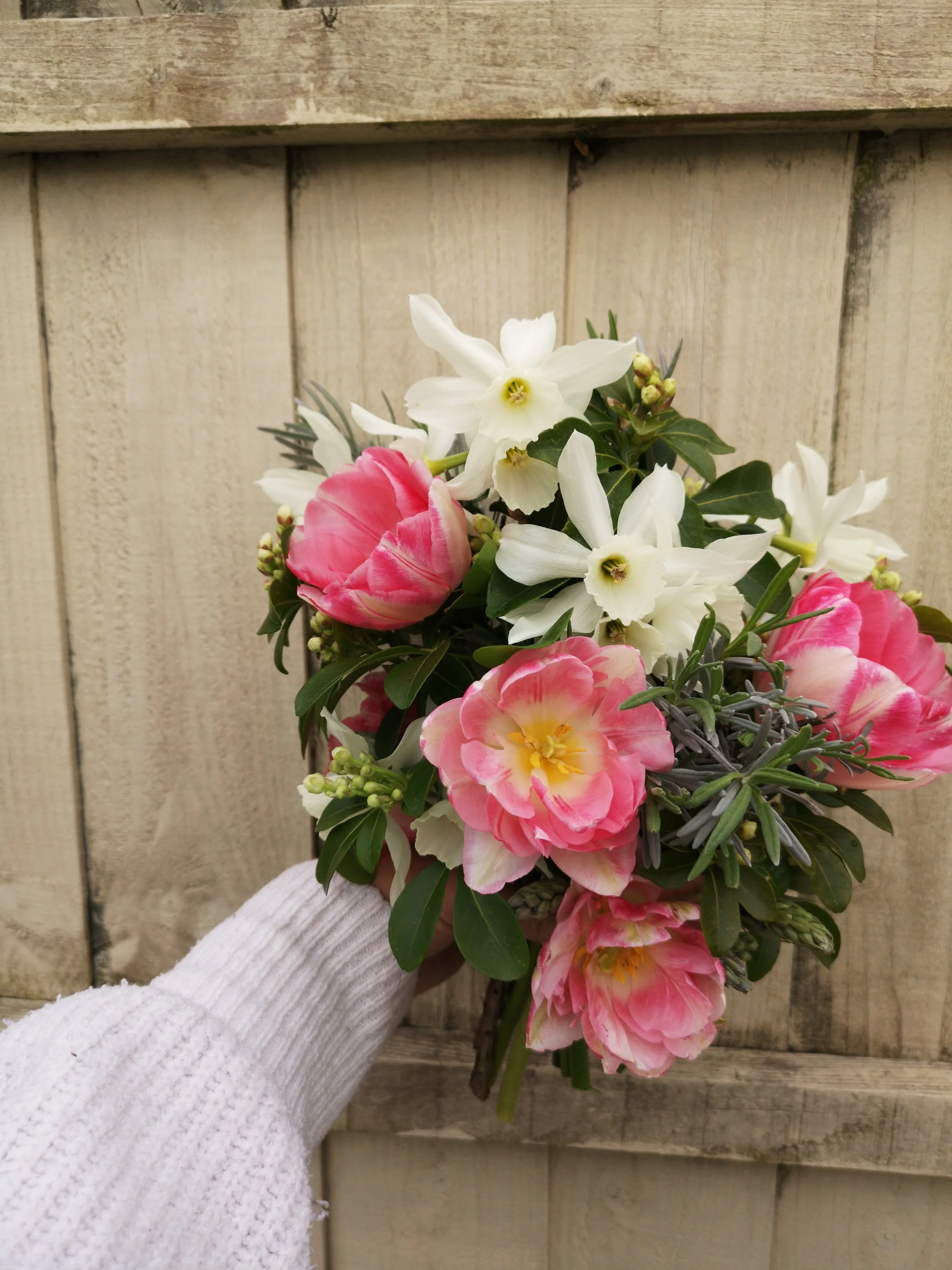 Spring Wedding Bouquet - Pink and White