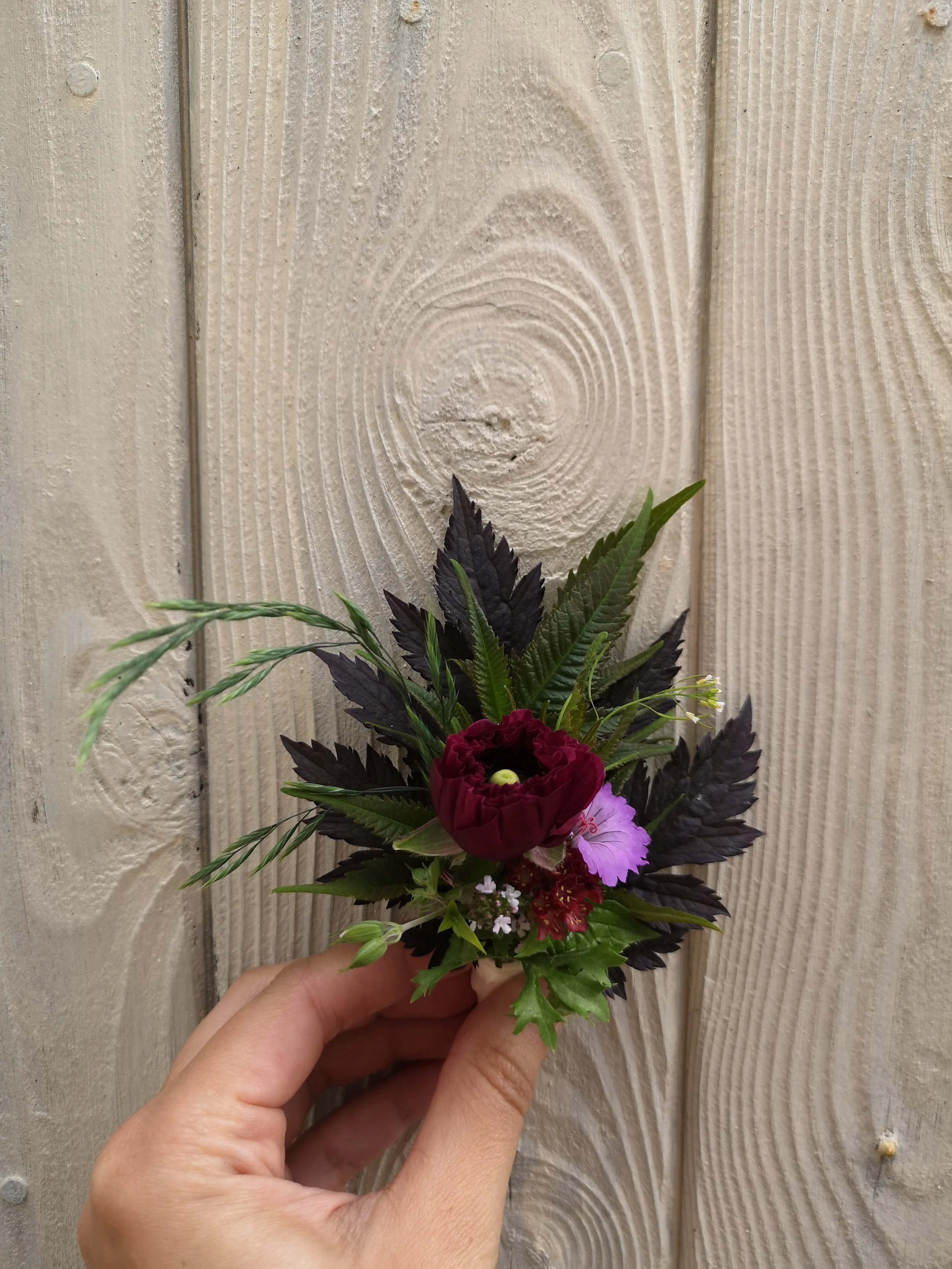 Spring Buttonhole - Burgundy