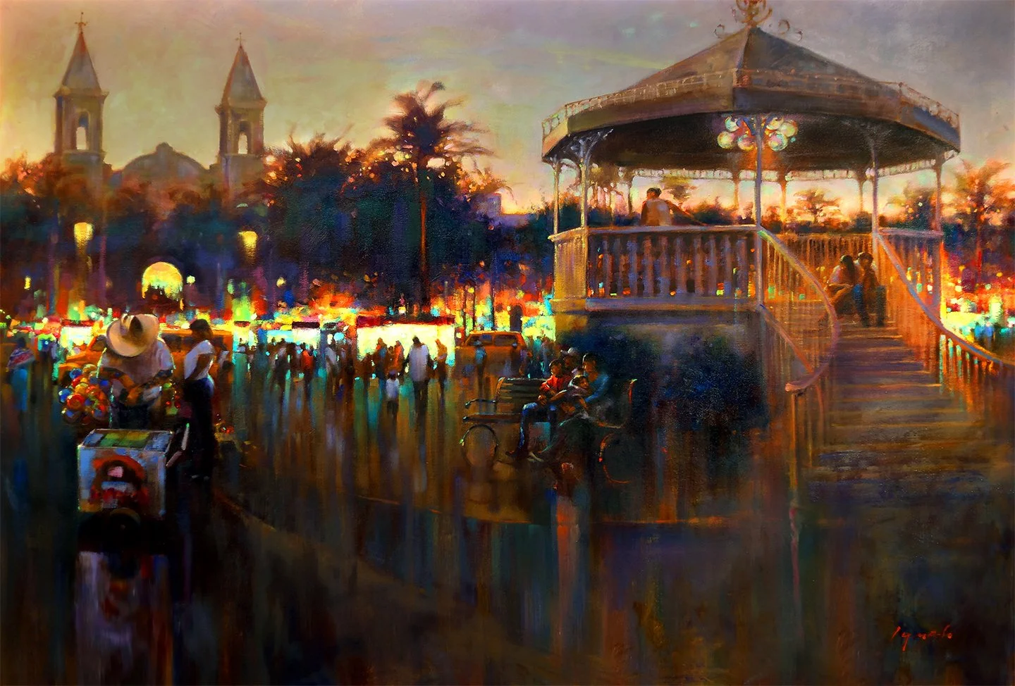 'Evening in Town Centre' 40 X 60 in. Ida Victoria Gallery