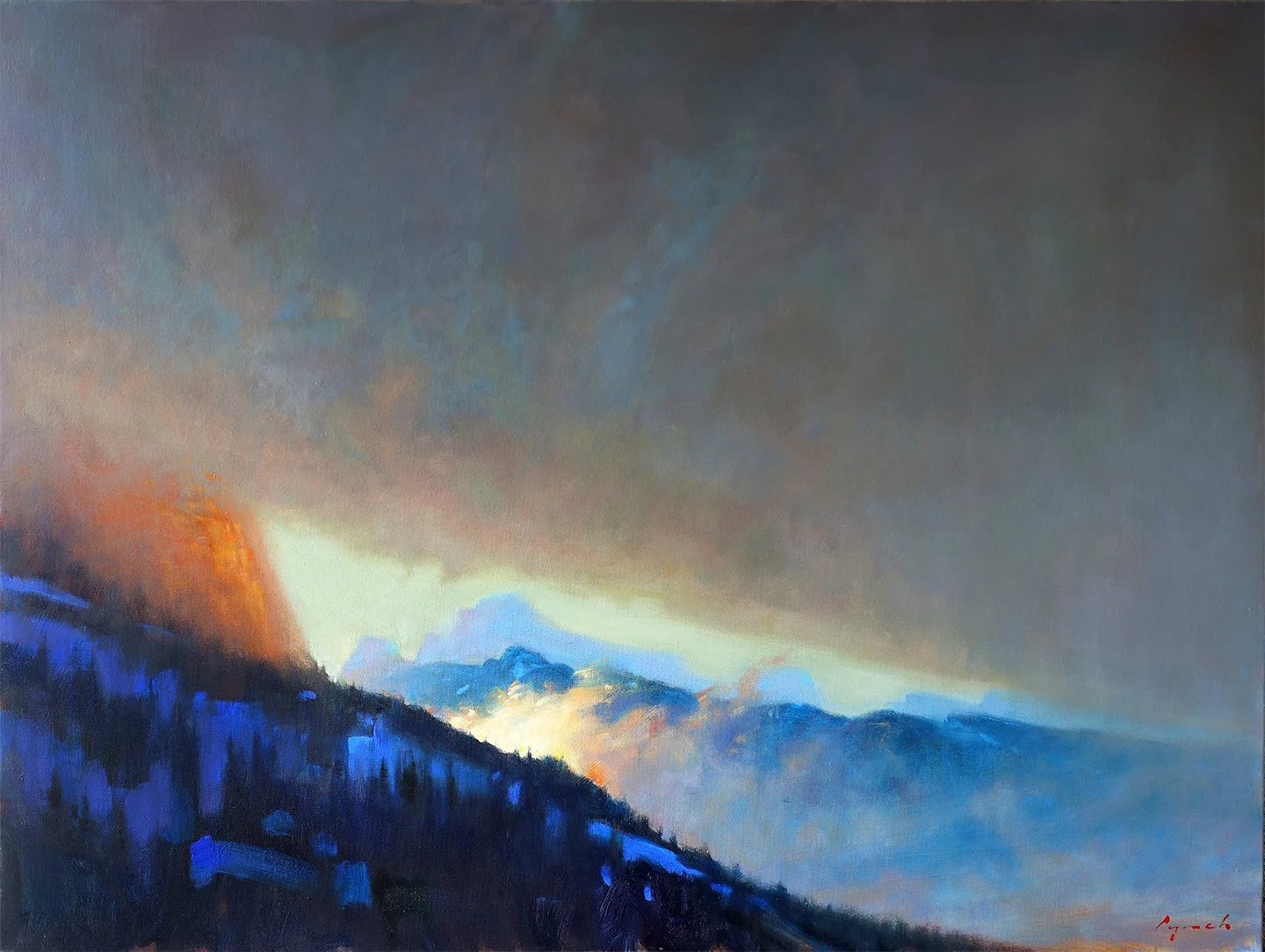 'Flame in Window, Yoho National Park'  36 X 36in. Oil on Canvas - Madrona Gallery
