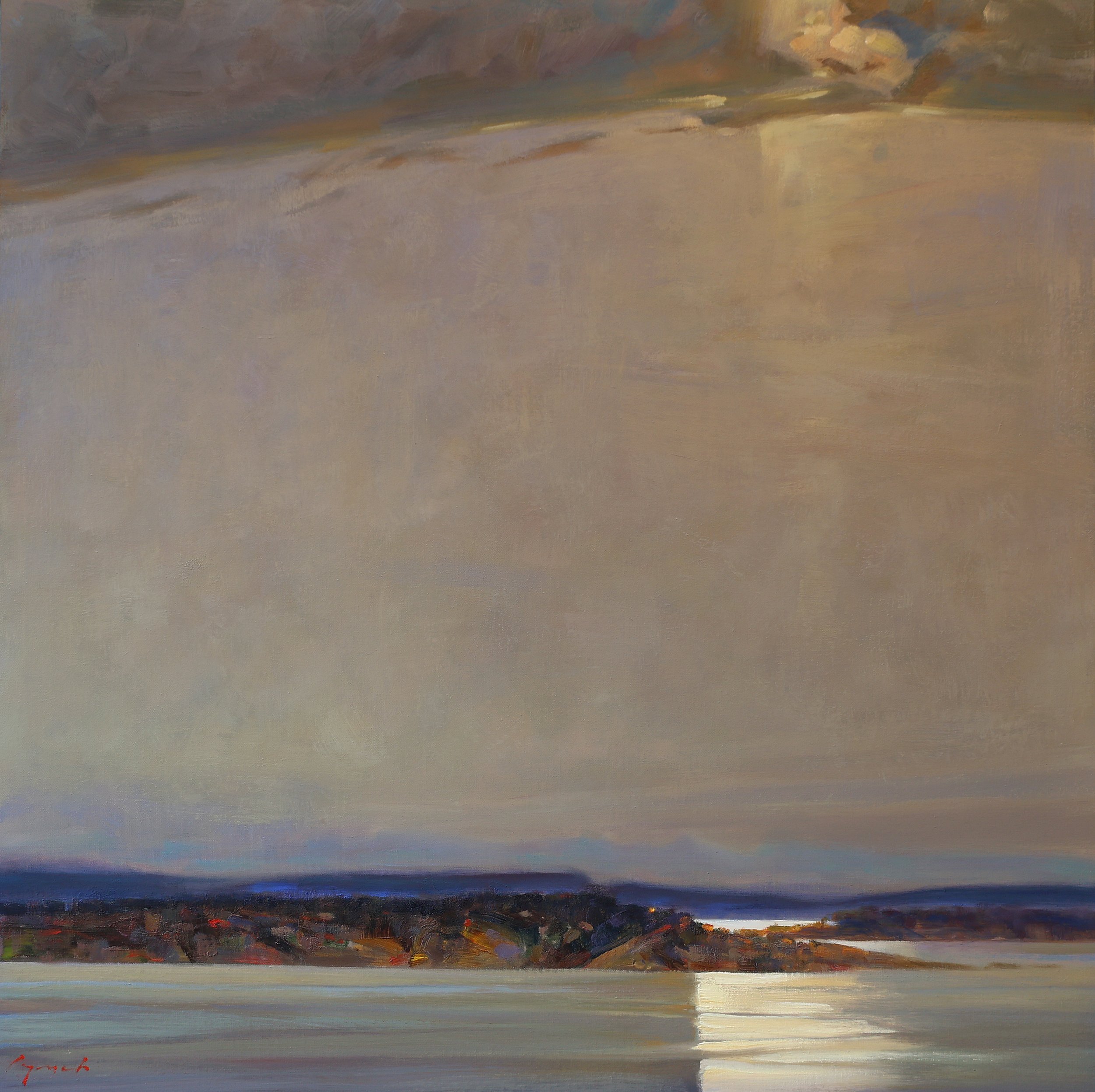 'Sun Glare on Islands' 36 X 36 in. Oil on Canvas - Madrona Gallery