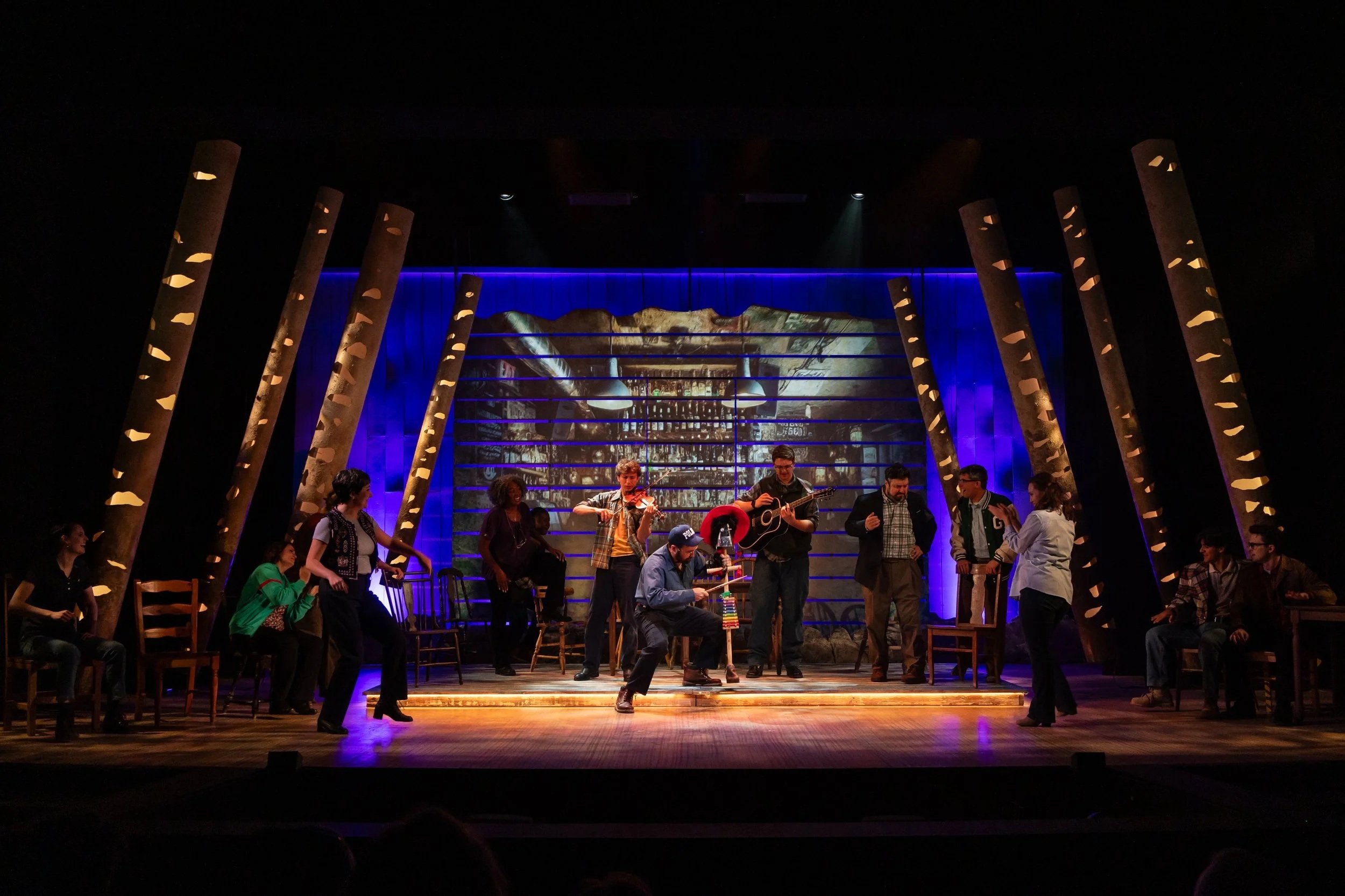 Ben Friesen fiddling his heart out alongside Matt Frye, and Ethan Chaffee during "Screech".
