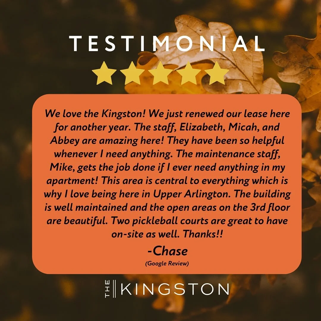 We are so grateful for the incredible feedback from our residents! Thank you, Chase, for taking the time to share your experience. At The Kingston, our goal is to create more than just apartments, we strive to build a welcoming community where everyo