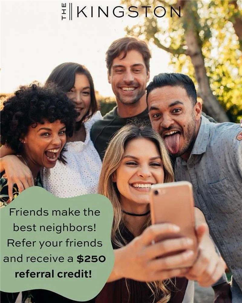 They say you can&rsquo;t choose your neighbors&hellip; but here at The Kingston, you actually can. 😉✨
When you refer your friend to live here, not only do you get an awesome neighbor&mdash;you also score a $250 referral bonus when they move in! 💸💛