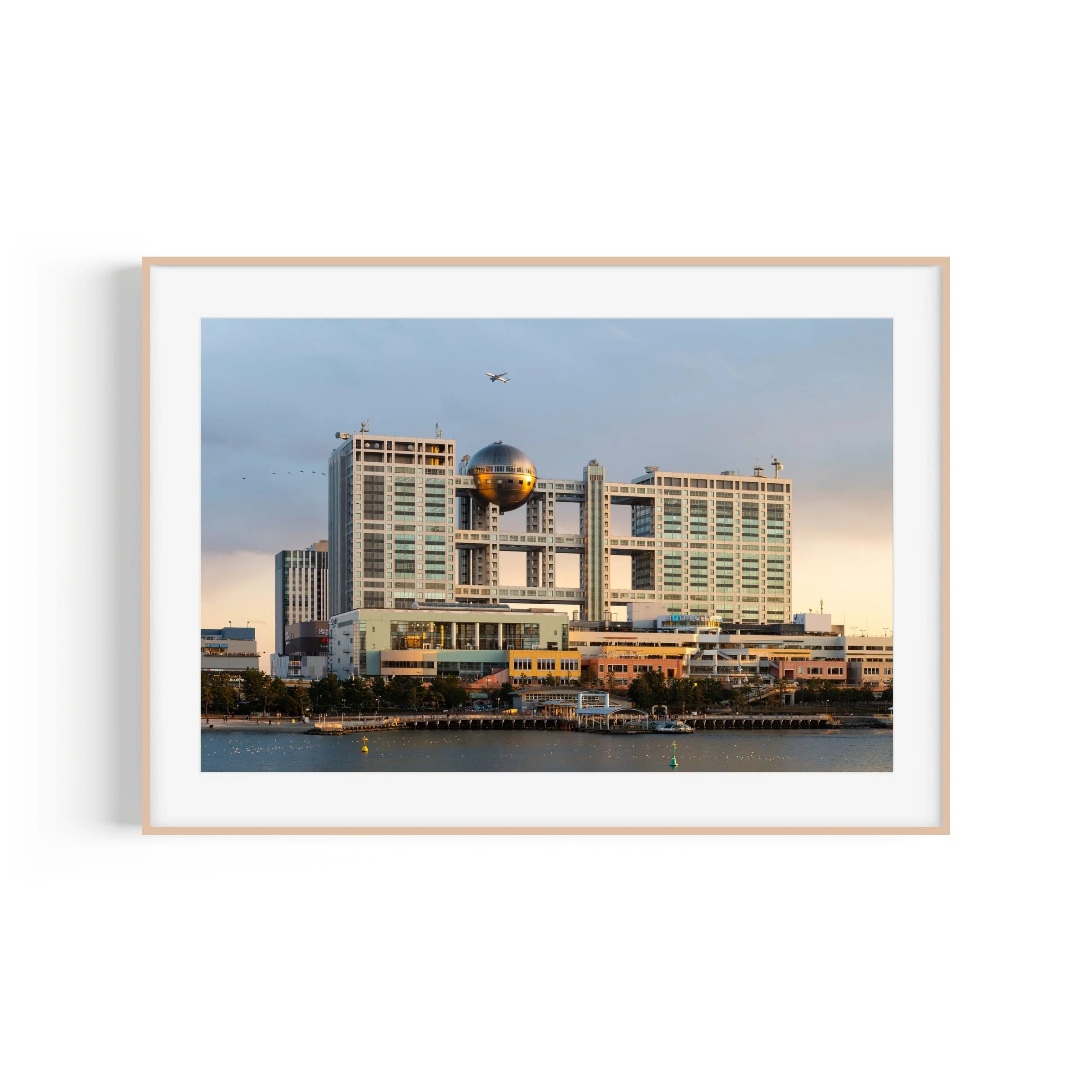 Coconut Mall Fuji TV Tokyo print in raw oak frame wall display by Matthew Sherren
