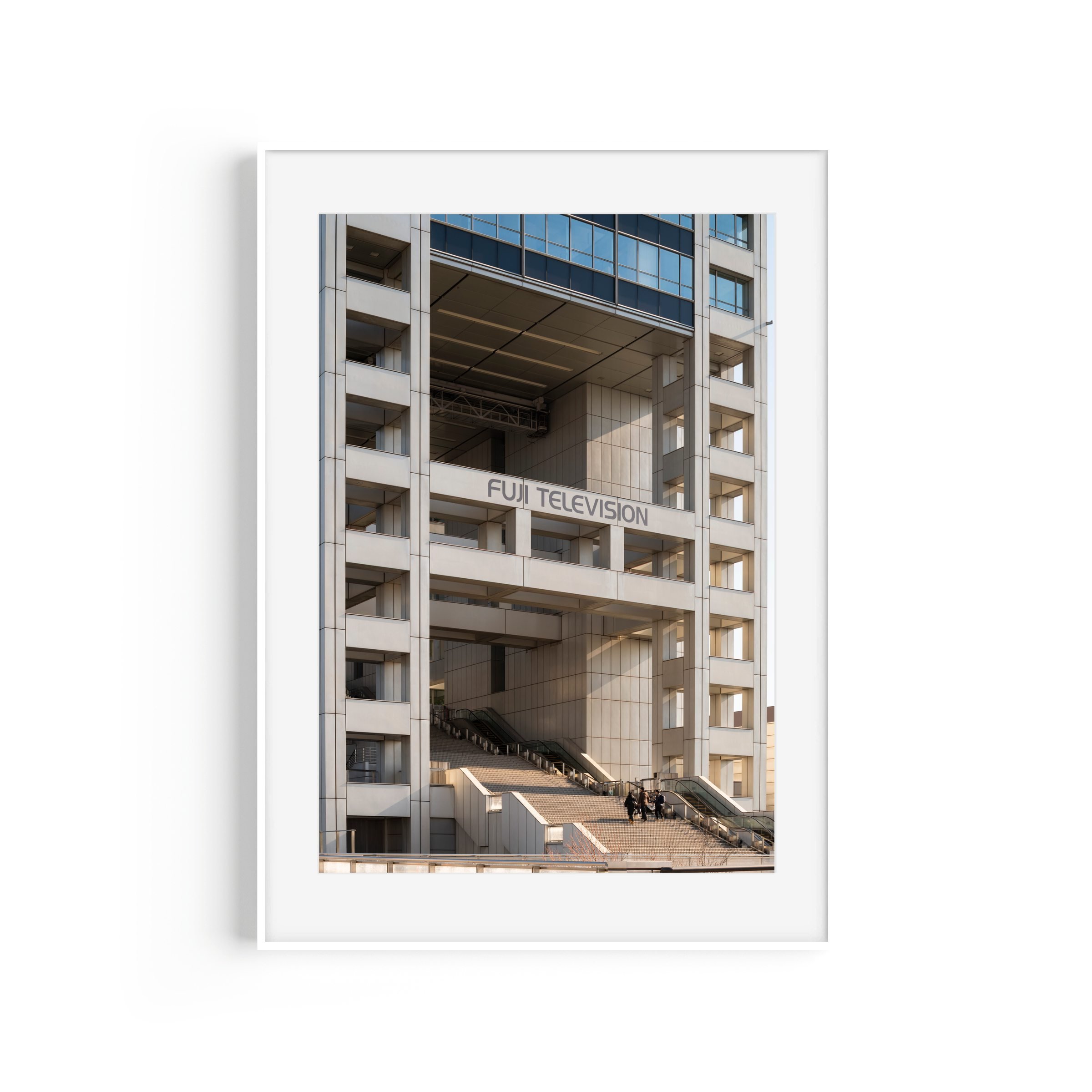 Electrodrome Fuji TV Headquarters Odaiba Tokyo architecture print in white frame by Matthew Sherren
