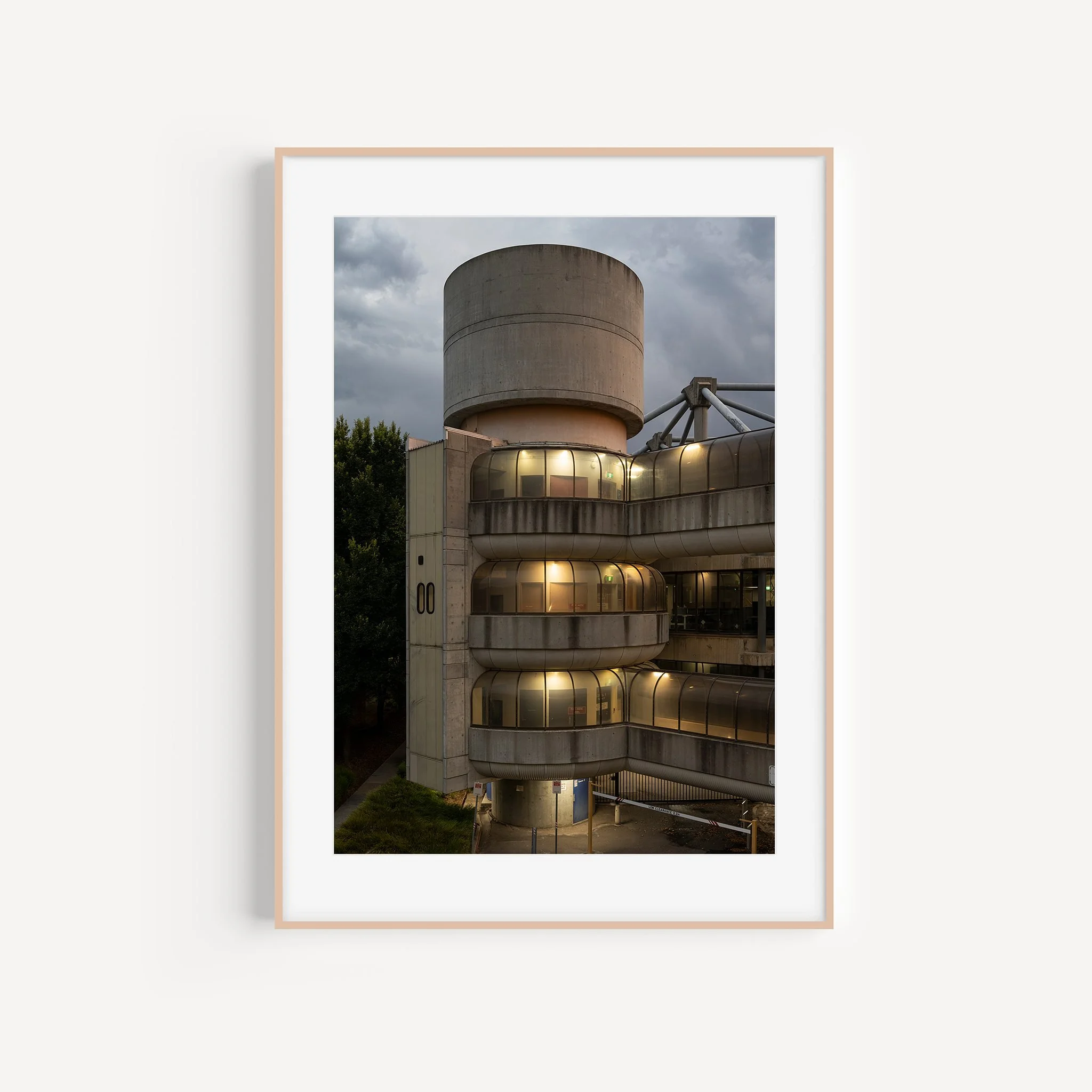 A4-portrait-brown-frame-with-matte_callam-offices-canberra-architecture-print-matthew-sherren.jpg