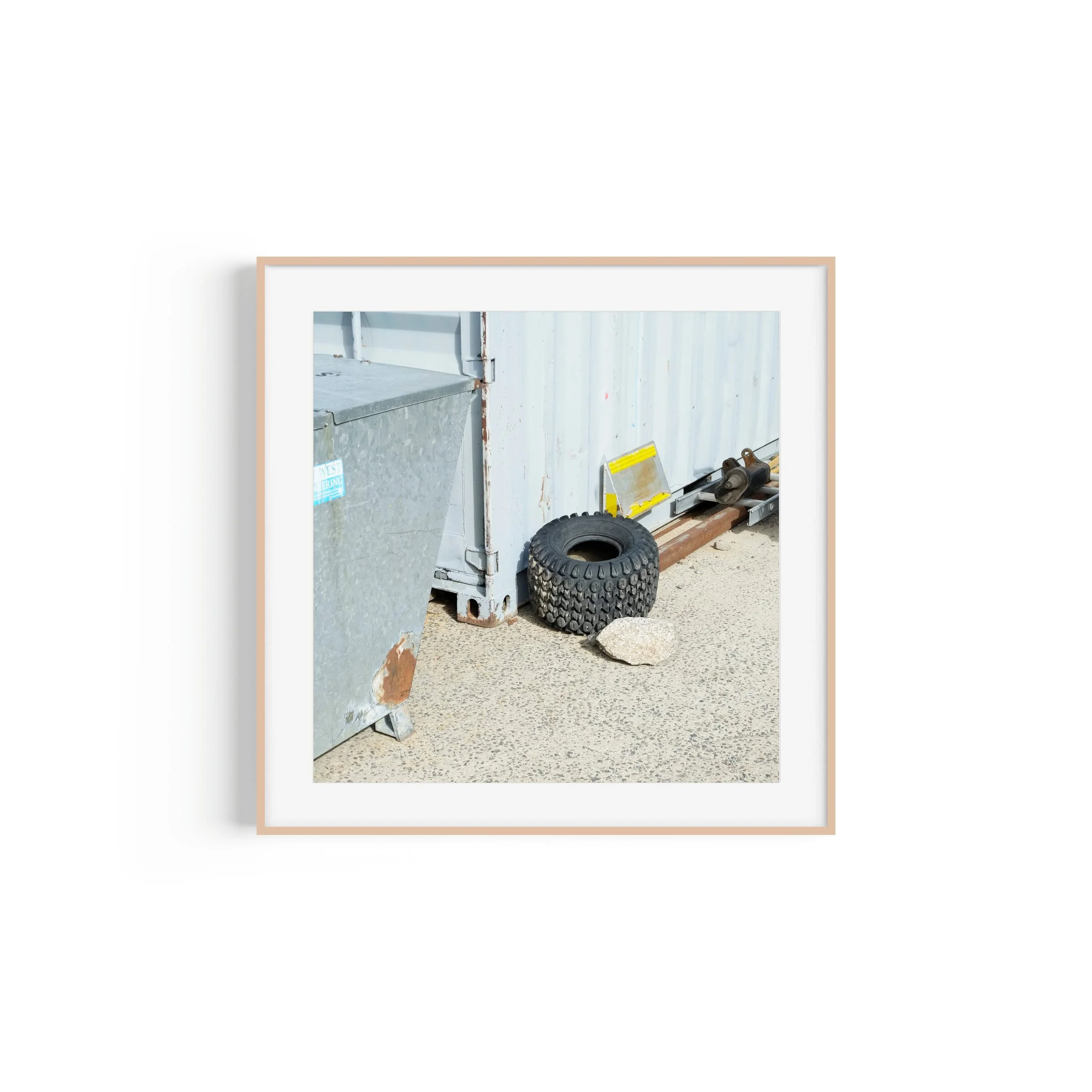 Feeling Tyred bicycle tyre Smiggin Holes Kosciuszko National Park print in raw oak frame by Matthew Sherren