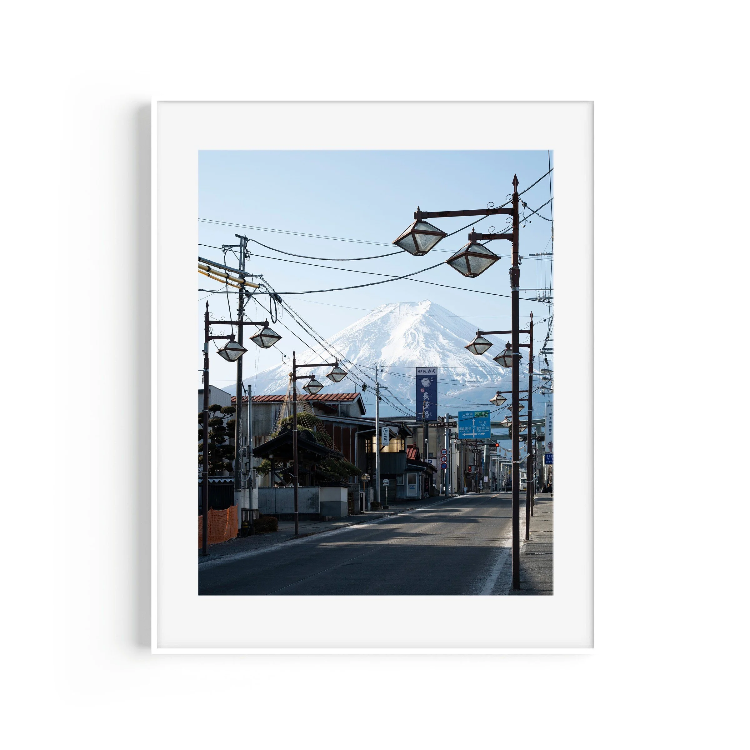 DK Mountain Mount Fuji Fujiyoshida Japan travel photography print in white frame by Matthew Sherren