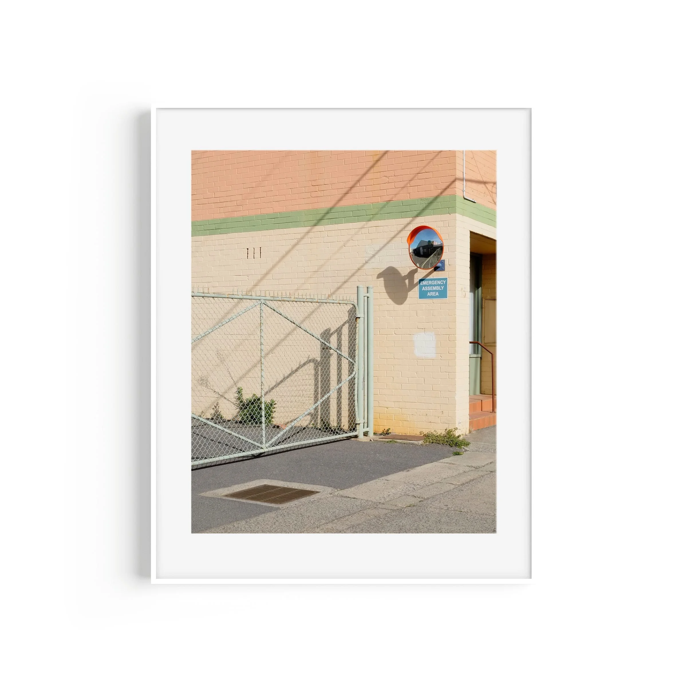 Sarina Russo sign Fyshwick Canberra street print in white frame by Matthew Sherren