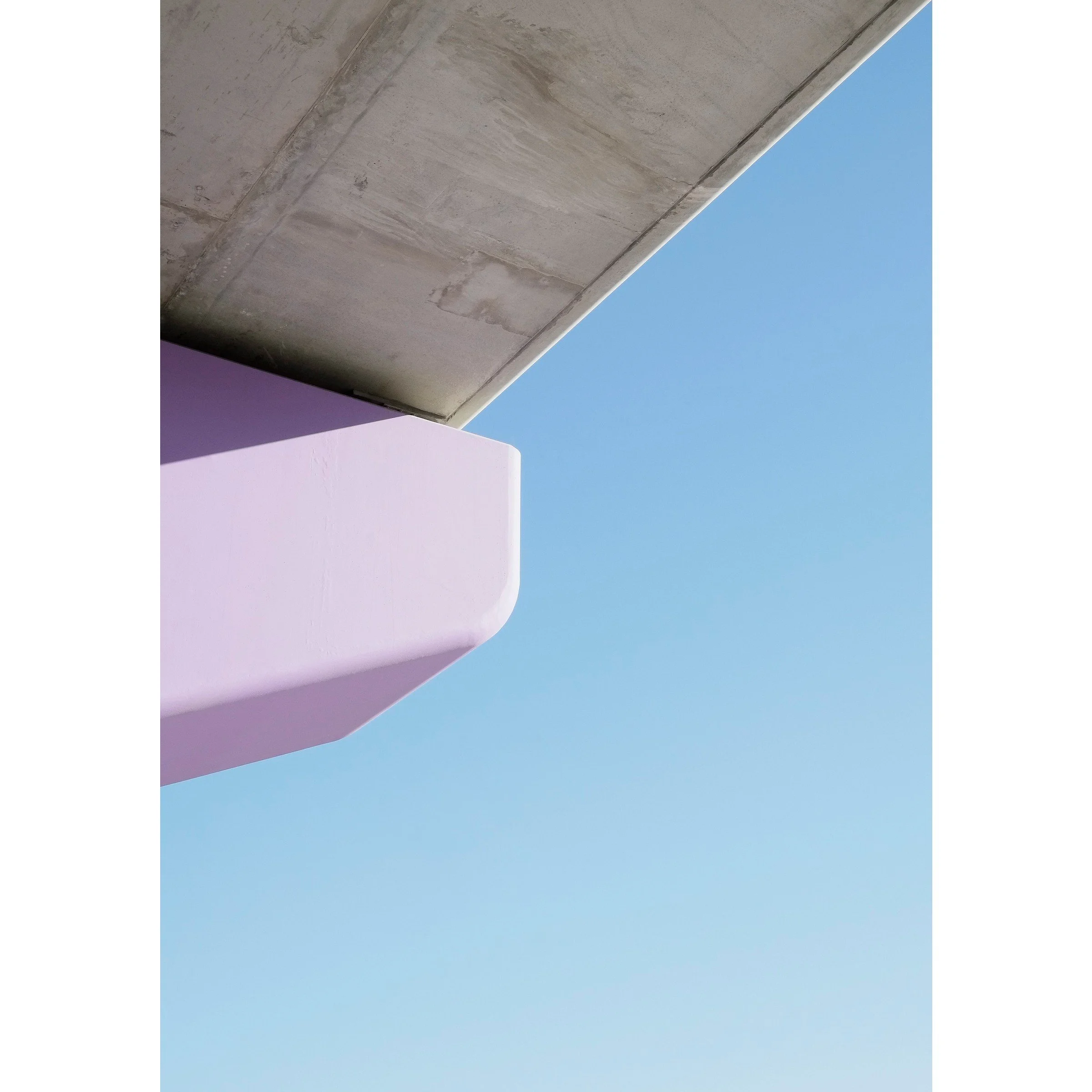 Preston Purple Victoria pastel purple building corner blue sky minimal photography print by Matthew Sherren