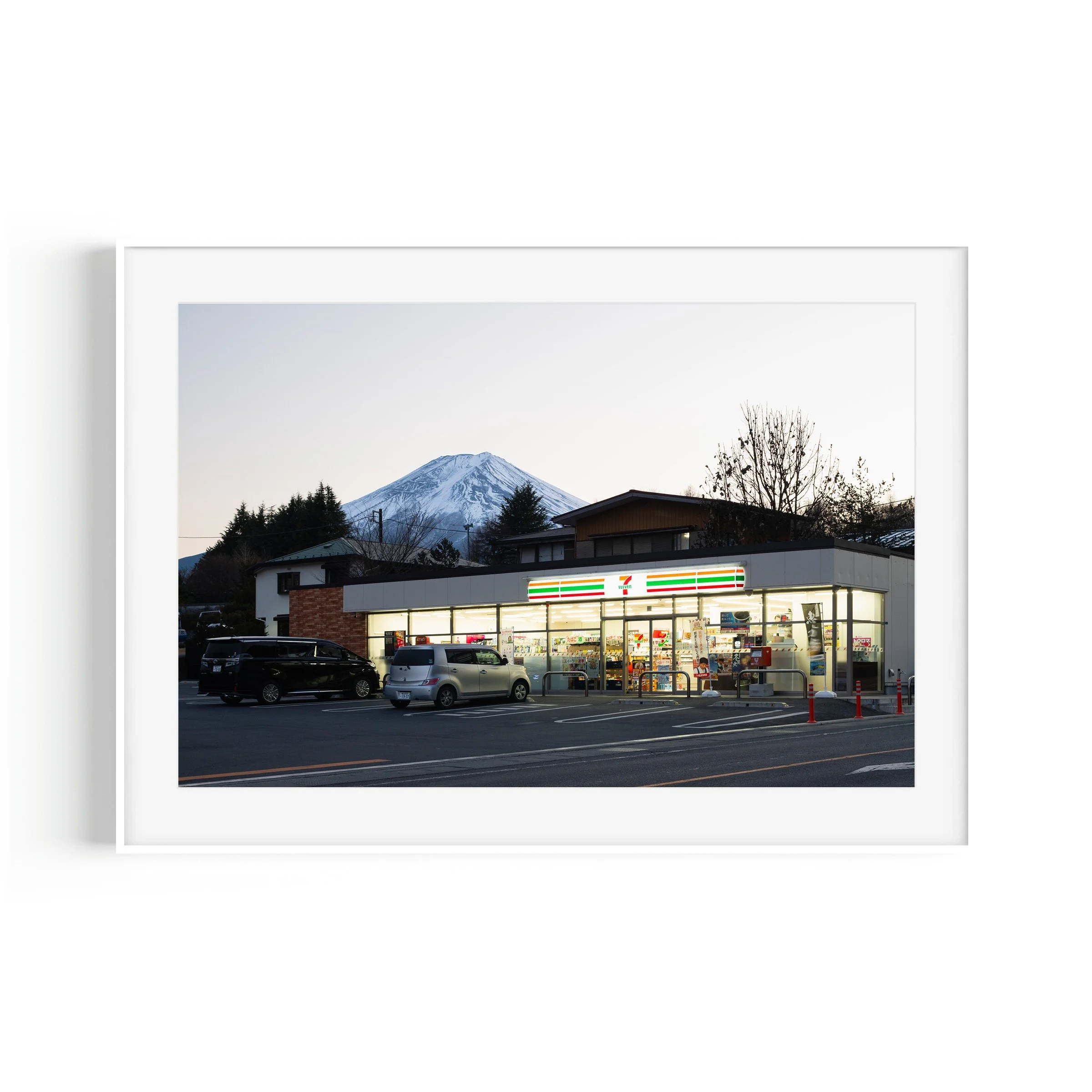Daisy Hills Fujiyoshida Mount Fuji Japan travel print in white frame by Matthew Sherren
