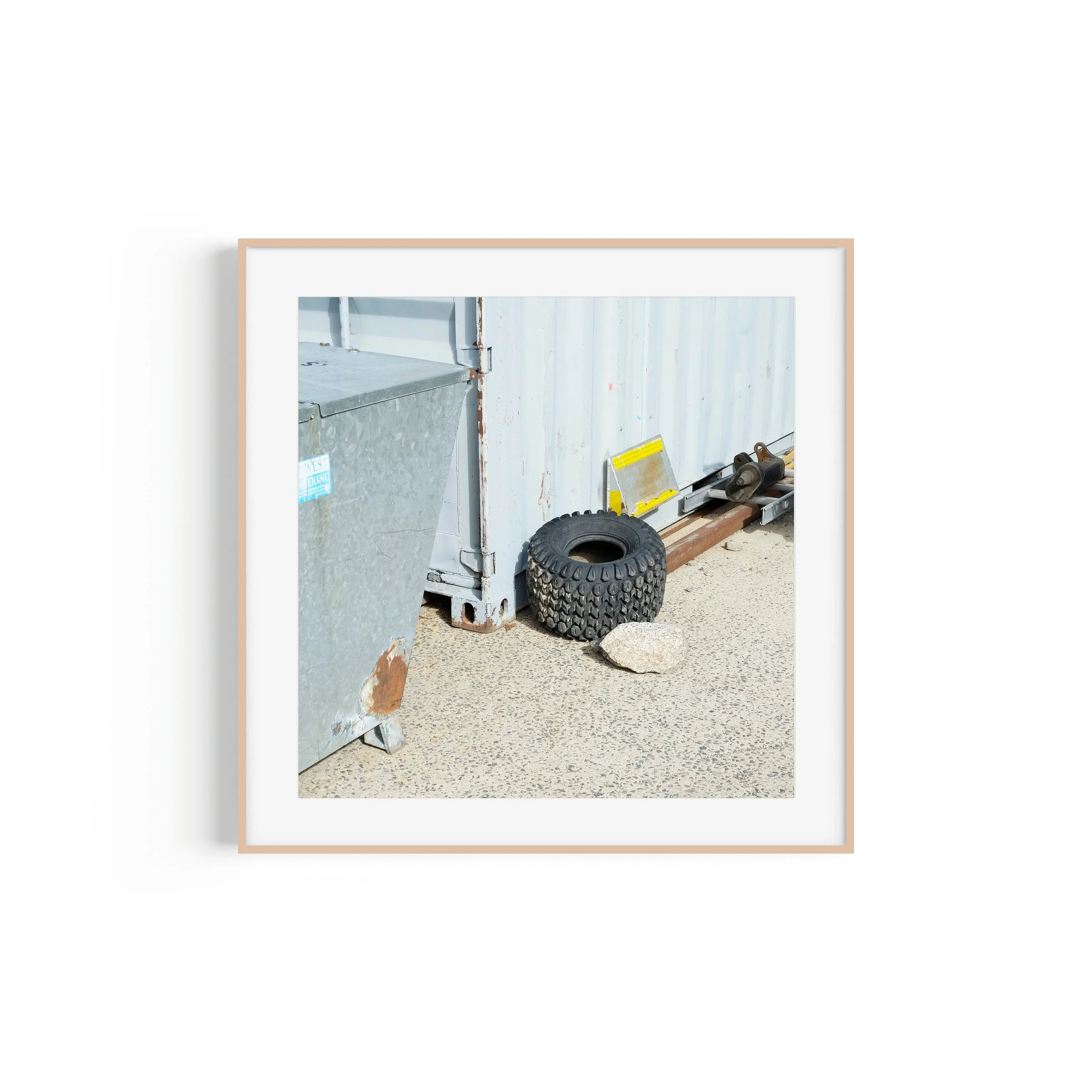 Feeling Tyred bicycle tyre Smiggin Holes Kosciuszko National Park print in raw oak frame by Matthew Sherren
