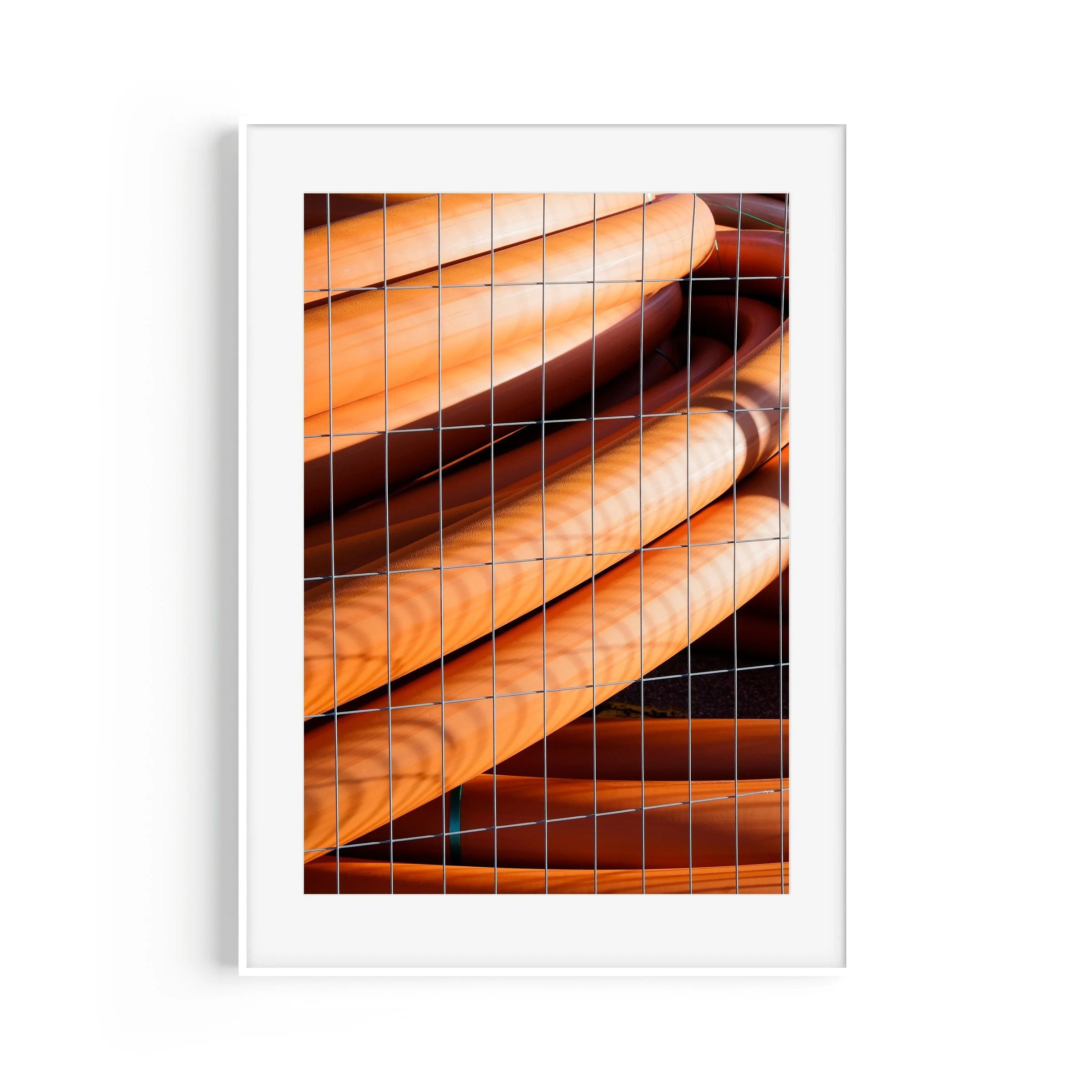 Tubes #2 Perisher Village Carpark Kosciuszko New South Wales minimalist print in white frame by Matthew Sherren