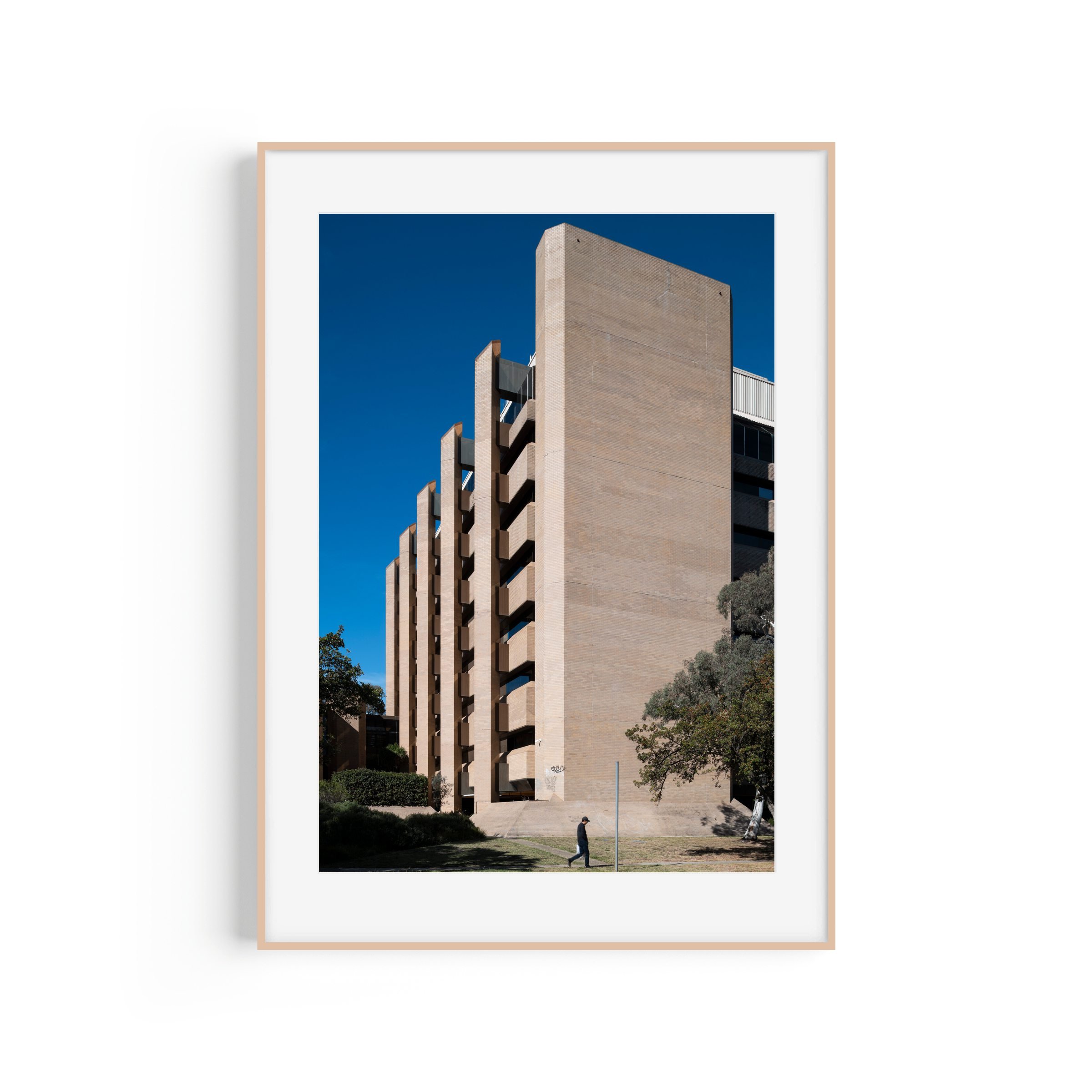 470 Northbourne #1 Canberra Architecture Print Transact House Dickson Portrait Brown Frame by Matthew Sherren
