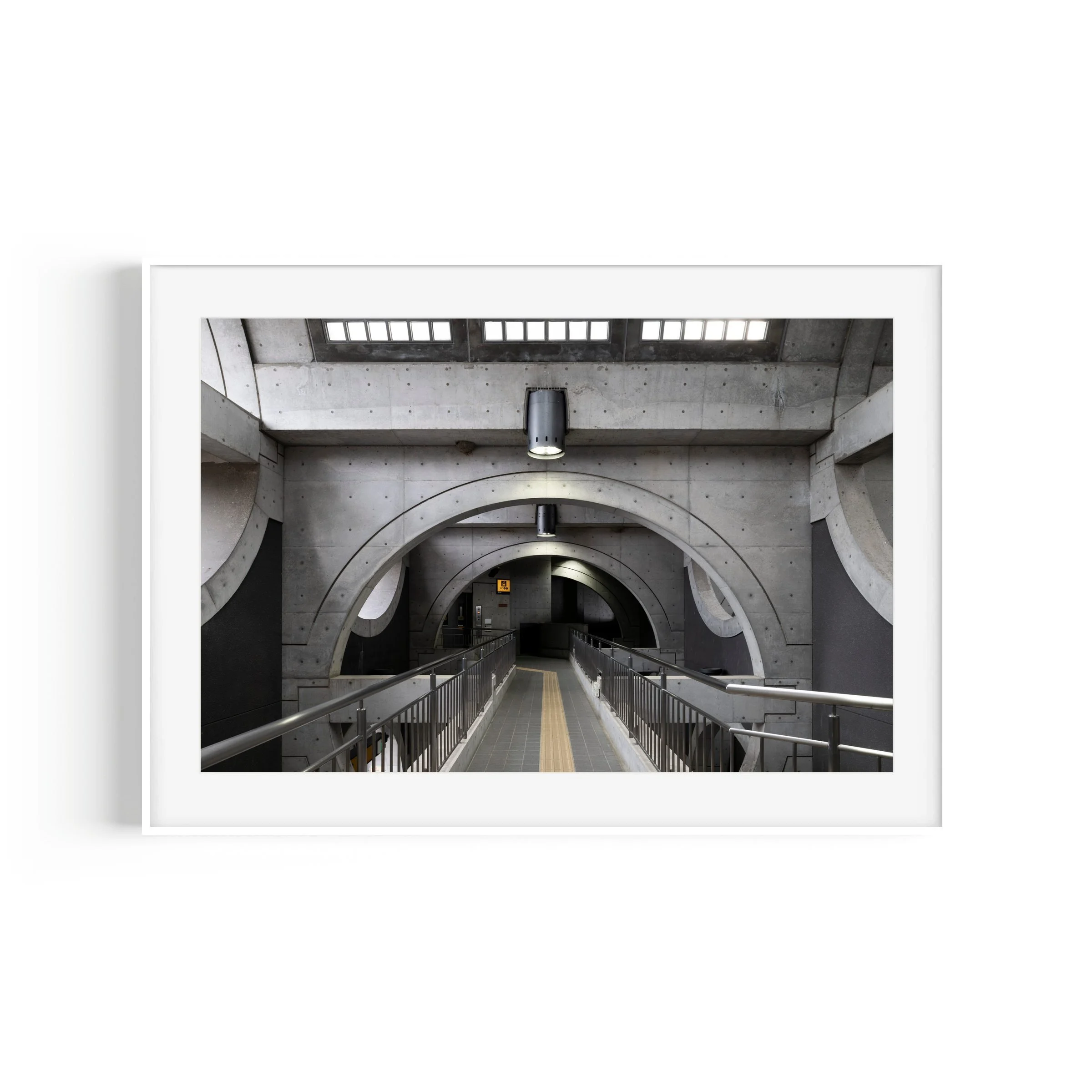 Banshee Boardwalk Keihan Uji Station Kyoto Japan architecture print in white frame by Matthew Sherren