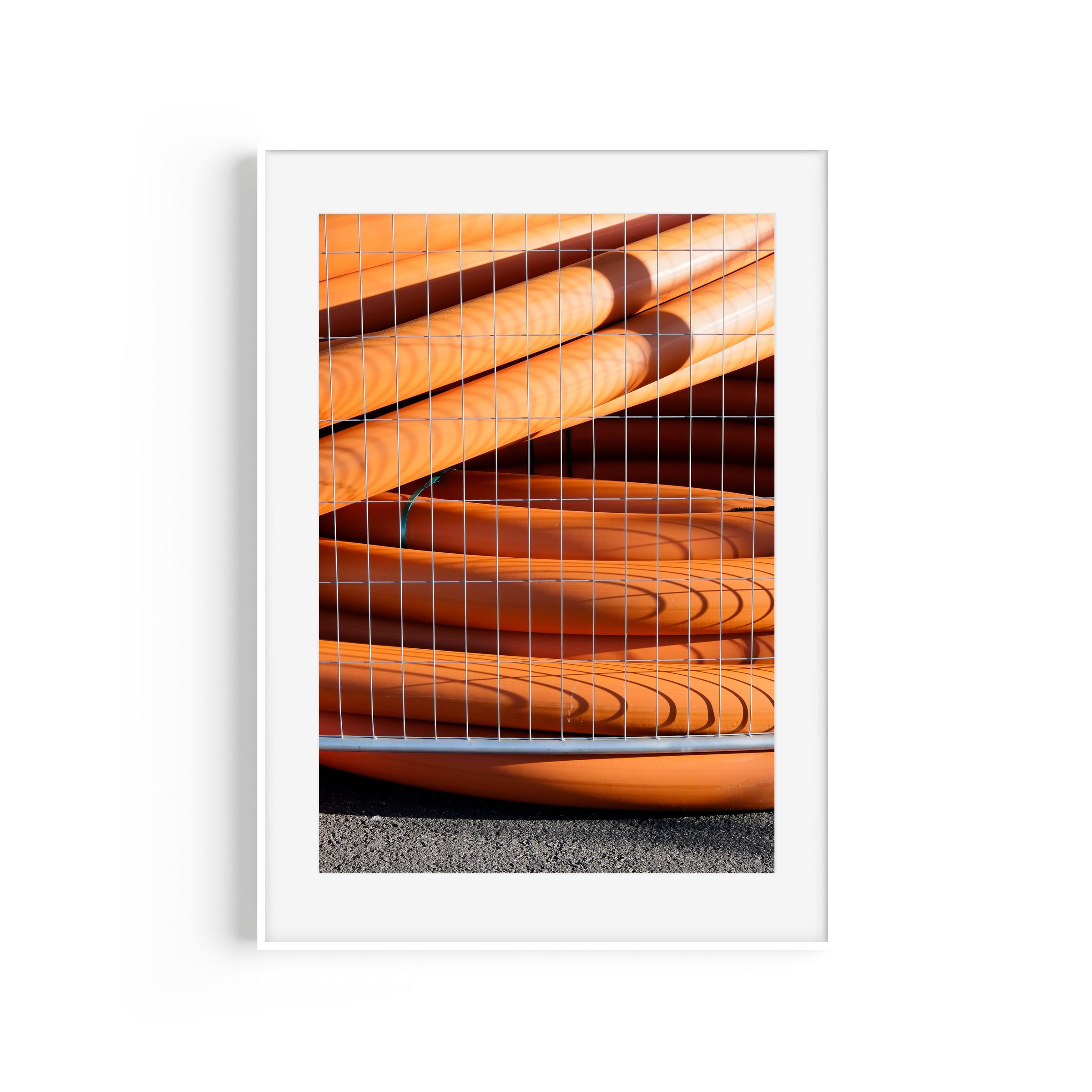 Tubes #1 Perisher Village Carpark Kosciuszko New South Wales minimalist print in white frame by Matthew Sherren
