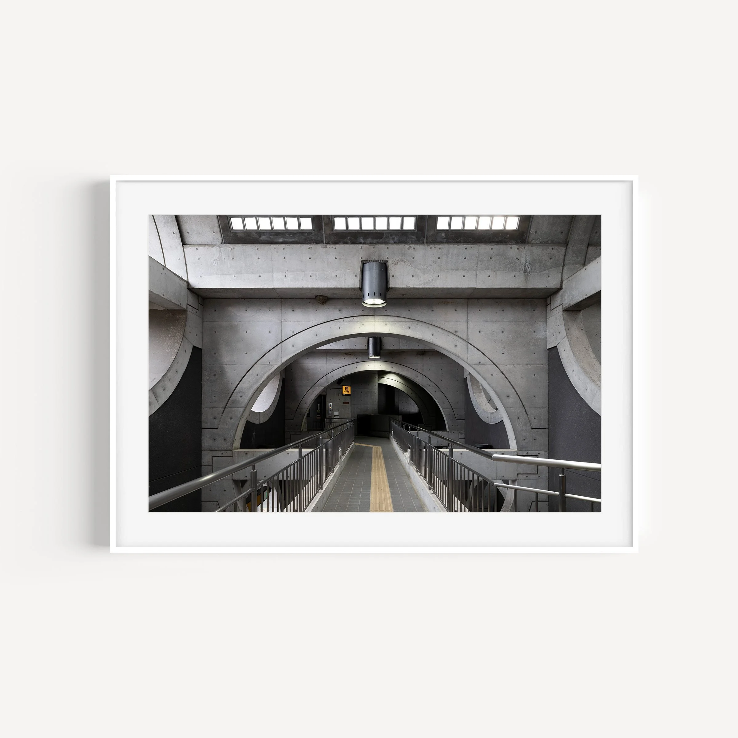 Banshee Boardwalk Keihan Uji Station Kyoto Japan architecture print in white frame by Matthew Sherren