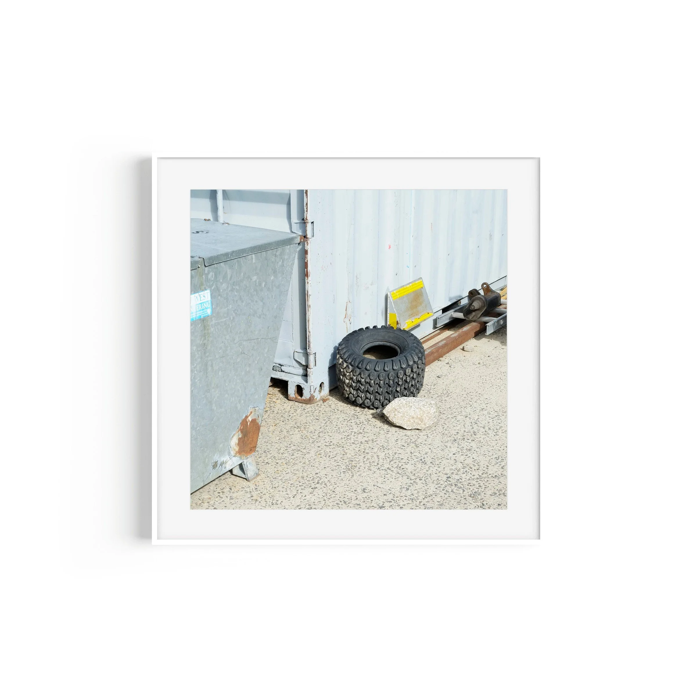 Feeling Tyred bicycle tyre Smiggin Holes Kosciuszko National Park print in white frame by Matthew Sherren