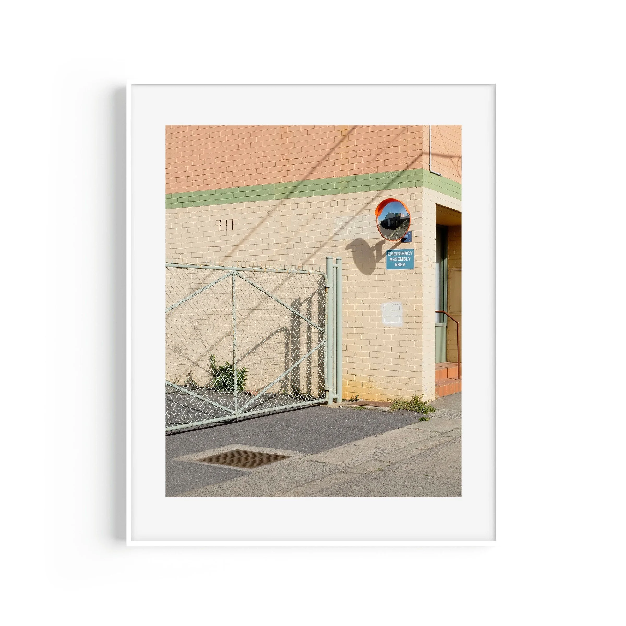 Sarina Russo sign Fyshwick Canberra street print in white frame by Matthew Sherren