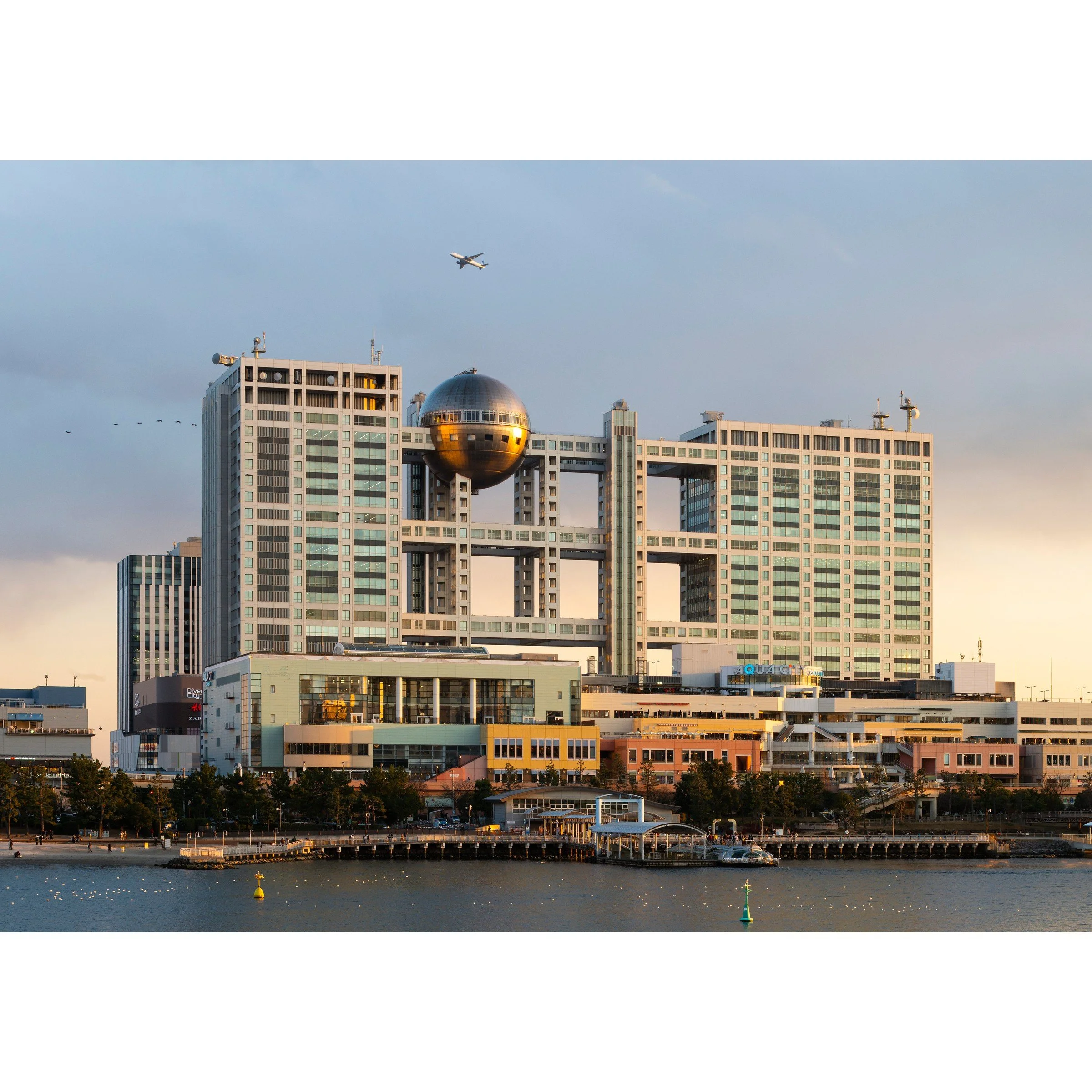 Coconut Mall Fuji TV Building Tokyo sunset golden hour architecture photography print by Matthew Sherren