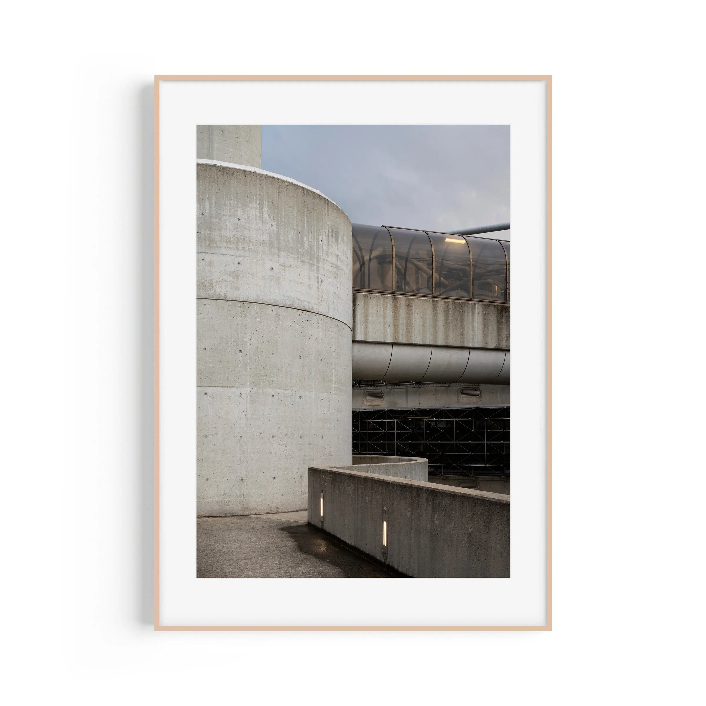 Callam Offices #2 Woden Canberra brutalist concrete print in raw oak frame by Matthew Sherren