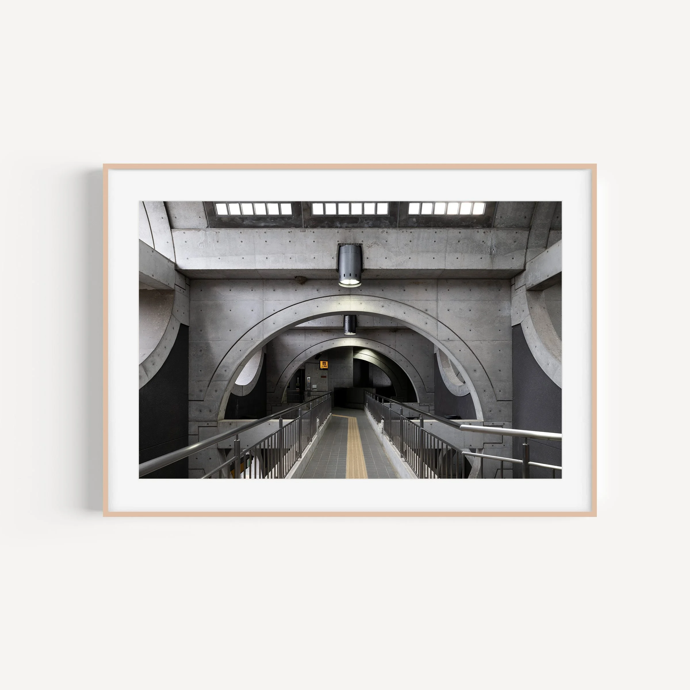 Banshee Boardwalk Keihan Uji Station Kyoto Japan architecture print in raw oak frame by Matthew Sherren