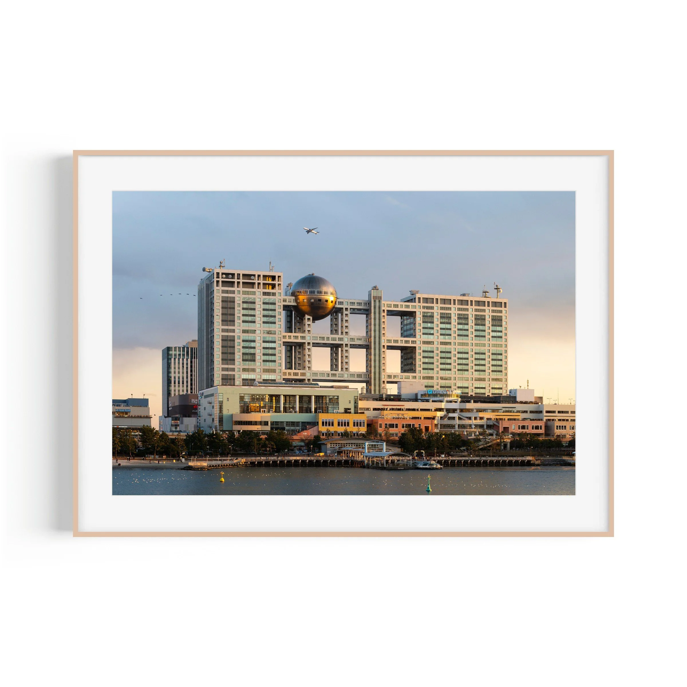 Coconut Mall Fuji TV Tokyo print in raw oak frame wall display by Matthew Sherren