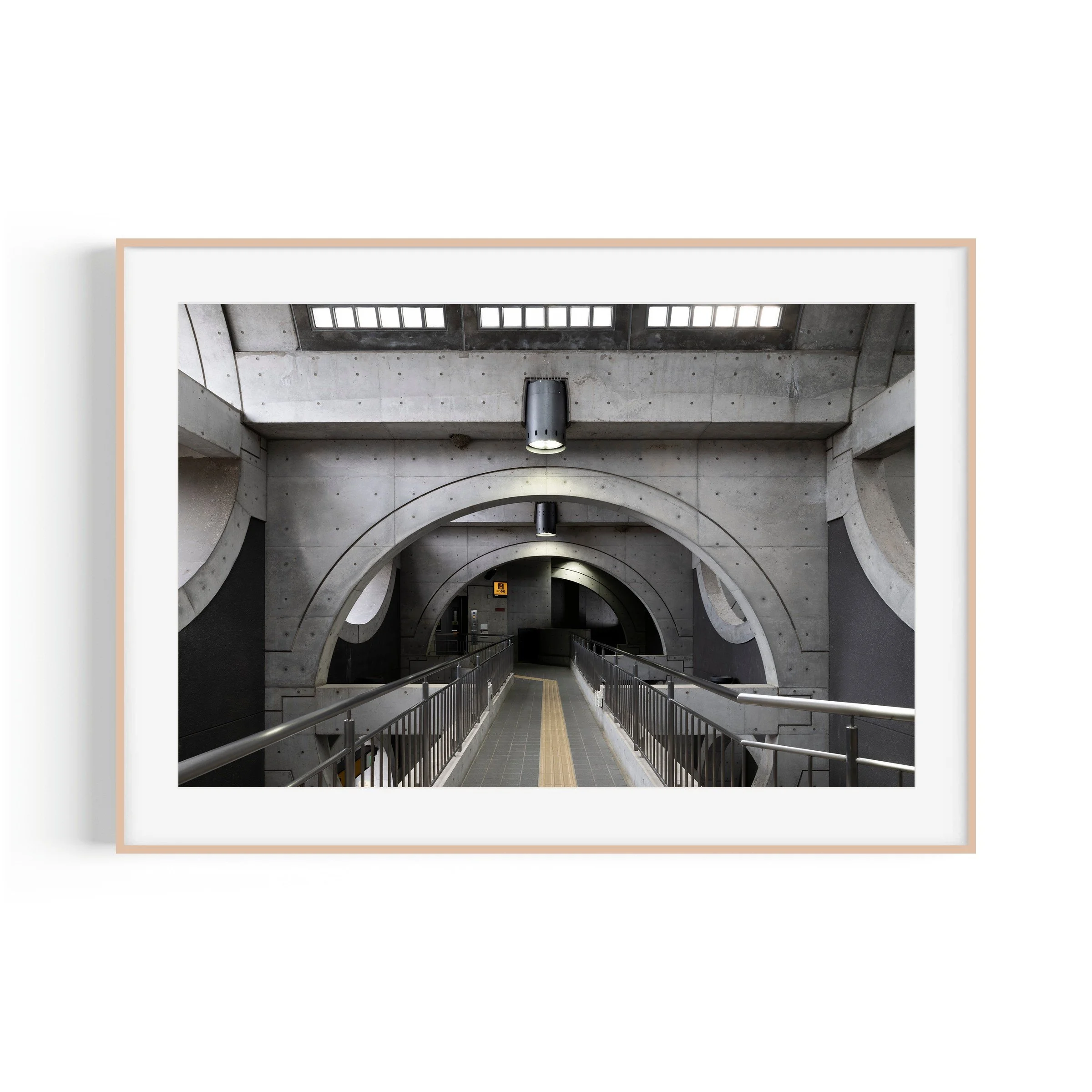 Banshee Boardwalk Keihan Uji Station Kyoto Japan architecture print in raw oak frame by Matthew Sherren
