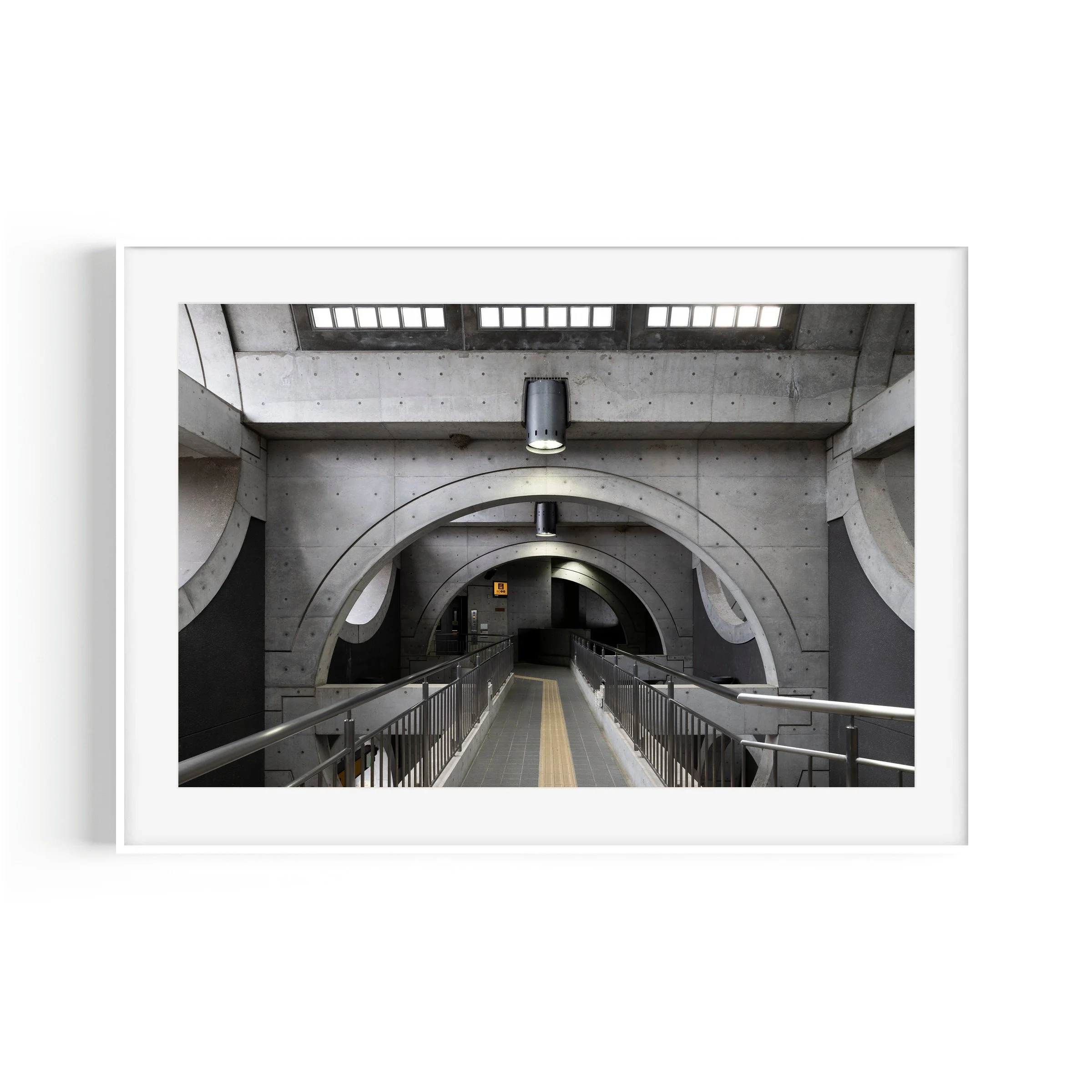 Banshee Boardwalk Keihan Uji Station Kyoto Japan architecture print in white frame by Matthew Sherren