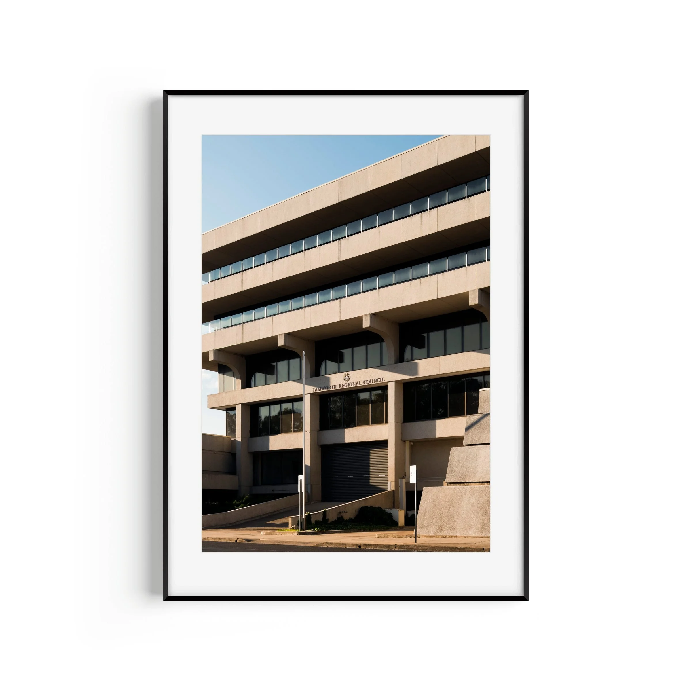 Ray Walsh House #2 Tamworth New South Wales brutalist print in black frame by Matthew Sherren