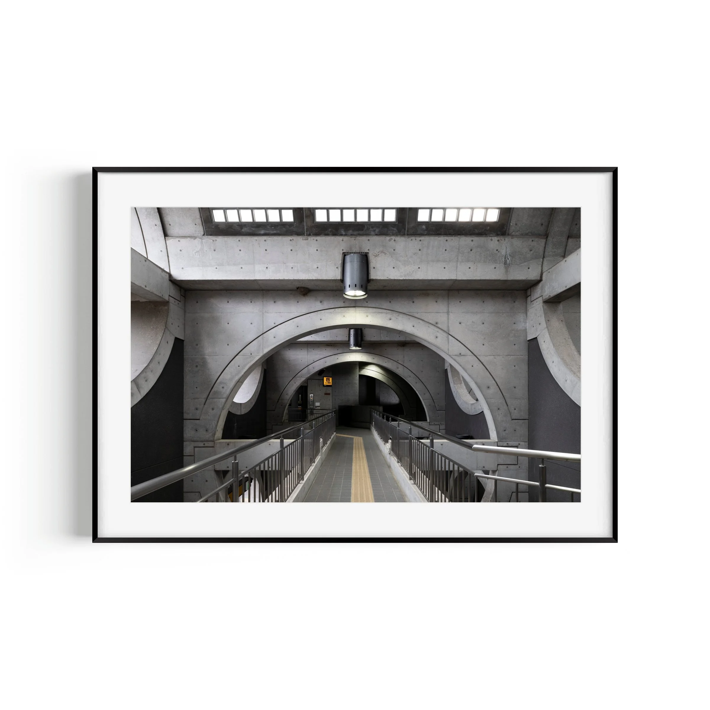 Banshee Boardwalk Keihan Uji Station Kyoto Japan architecture print in black frame by Matthew Sherren