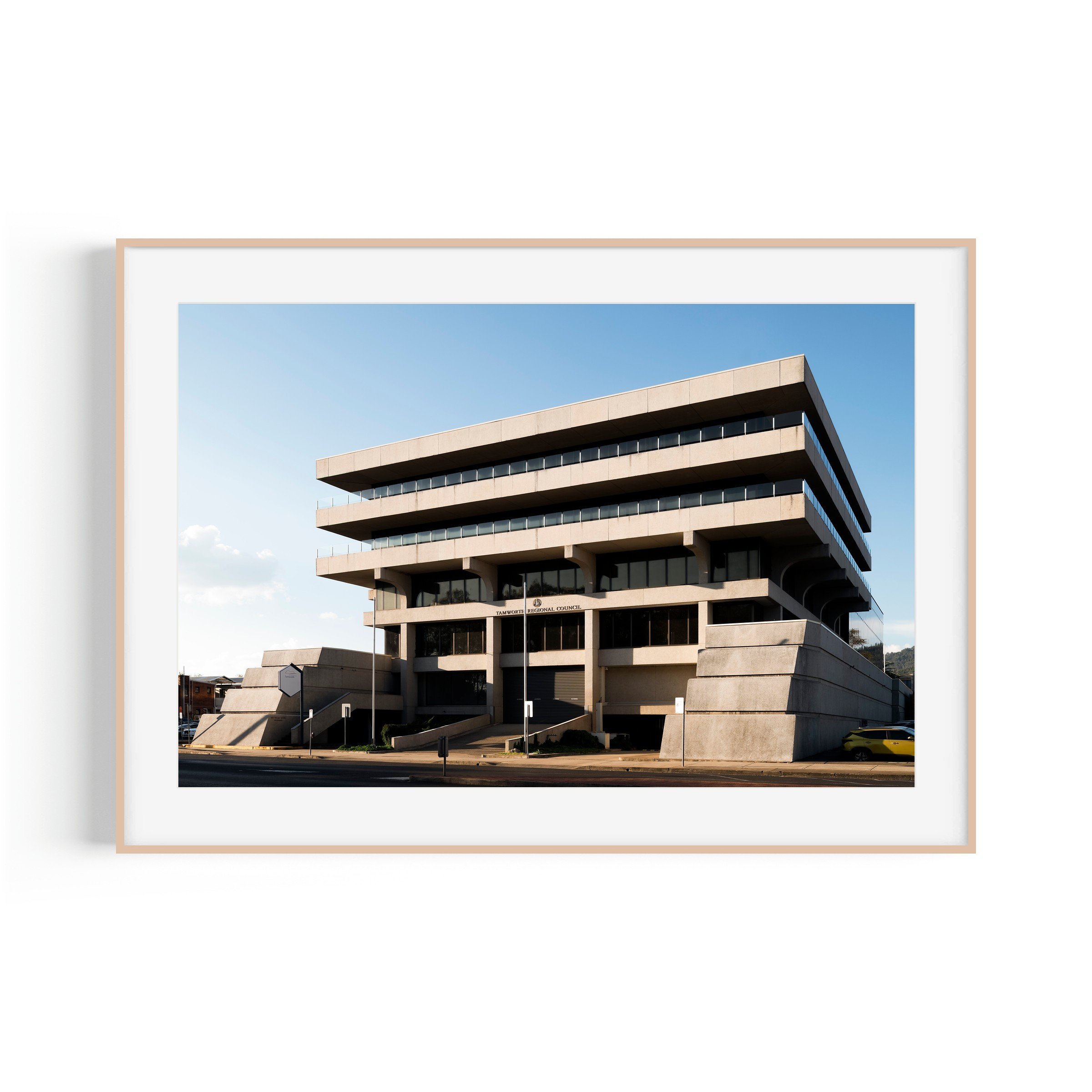 Ray Walsh House #1 Tamworth New South Wales brutalist print in raw oak frame by Matthew Sherren